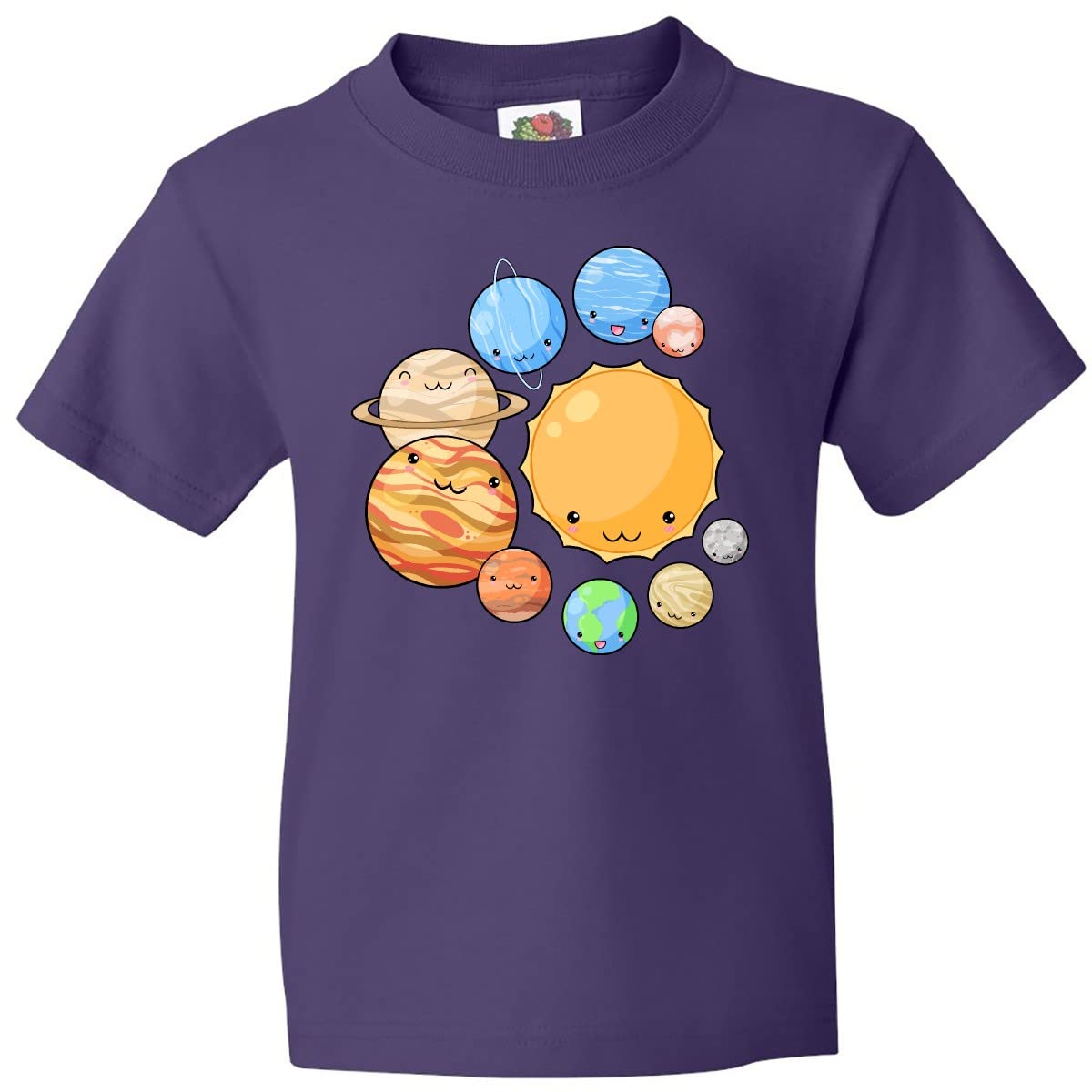 Inktastic Cute Sun and Planets Youth T-Shirt - Space Themed Kids Tee for Boys & Girls - Perfect for School, Playdates & Astronomy Lovers