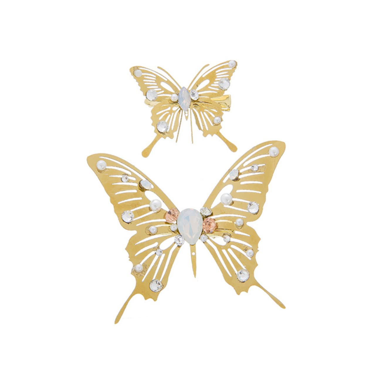 WOONEKY 10pcs Rhinestone Butterfly Hair Clips for Women - Golden Alloy Barrettes, Hairpins & Ponytail Accessories - Perfect for Parties, Weddings & Everyday Styling