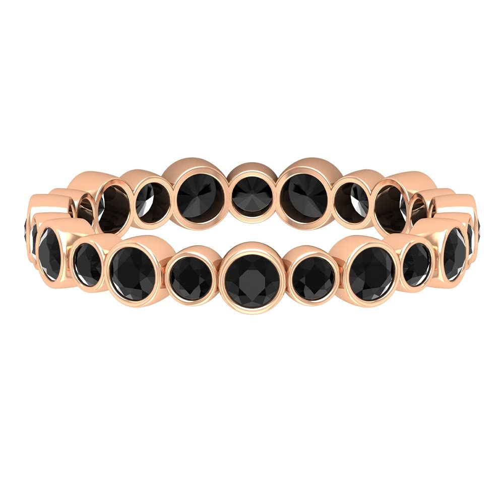 1 CT Black Onyx Full Eternity Ring in 14K Solid Gold | Bezel Set Onyx Wedding Band | Stackable Black & Gold Jewelry for Women | Perfect for Anniversaries, Engagements & Everyday Elegance