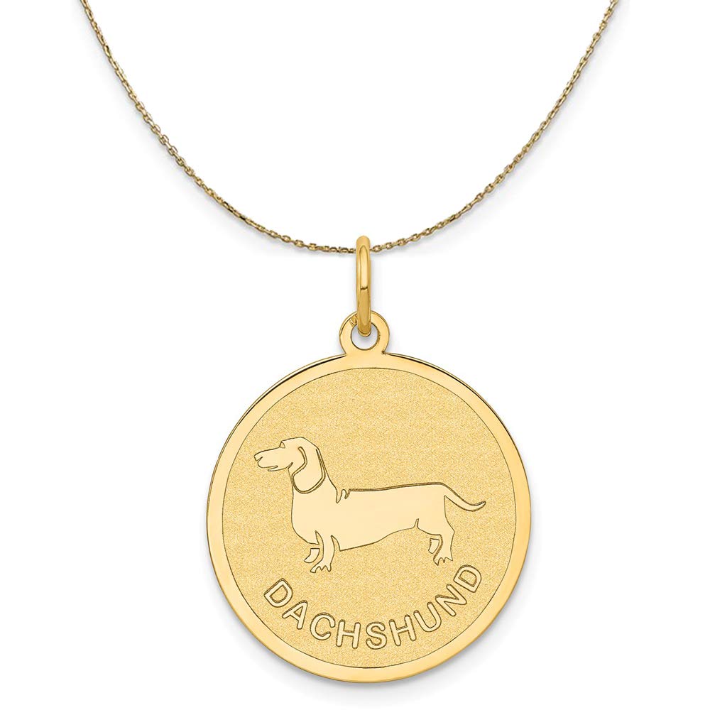 14k Gold Dachshund Necklace - Laser Etched Dog Pendant for Pet Lovers