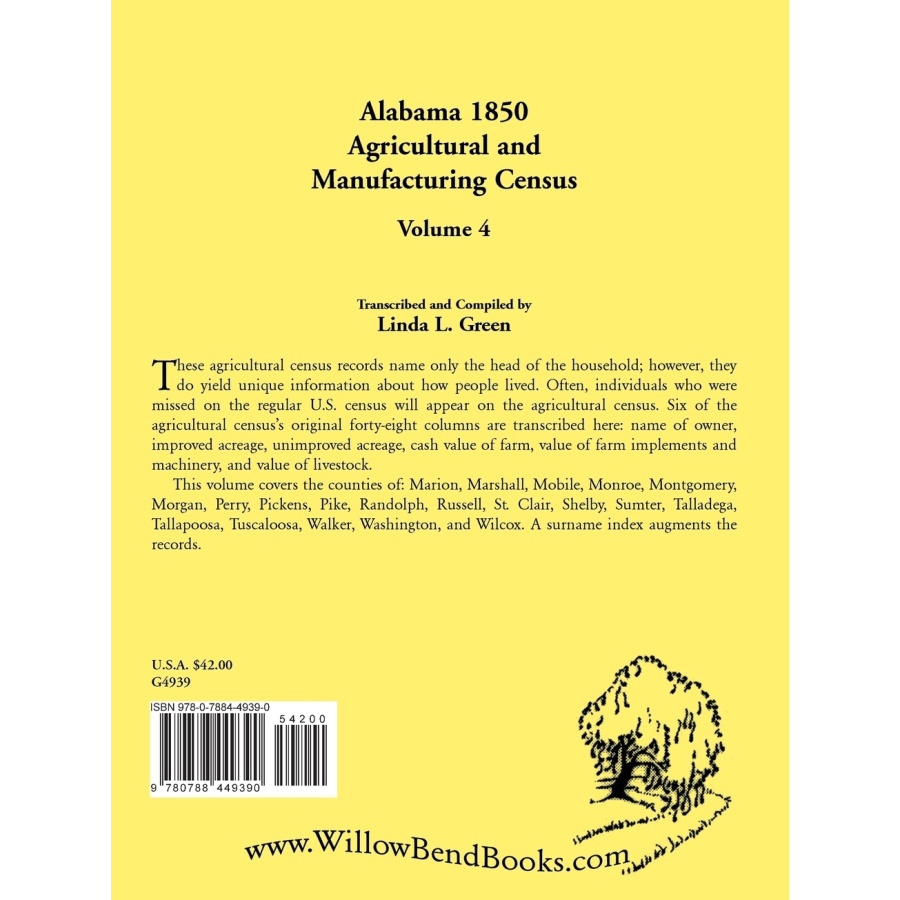 Alabama 1850 Agricultural and Manufacturing Census Volume 4 - Historical Genealogy Research & State Economic Records for Ancestry Study and Academic Research