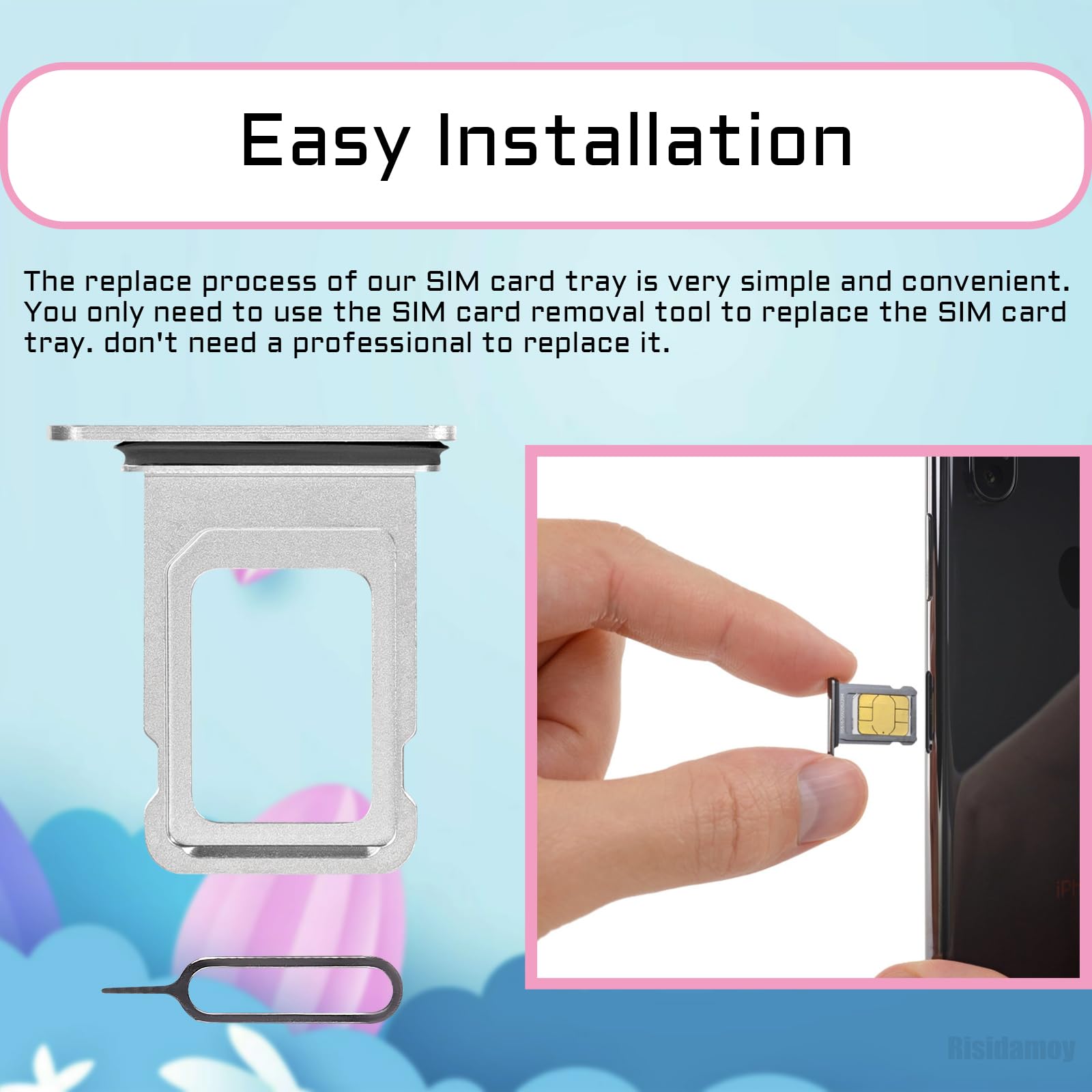 Original iPhone 12 Pro Max SIM Card Slot Replacement - Silver Single SIM Tray Holder with Waterproof Rubber Ring & Ejector Tool for A2342 A2410 A2411 A2412 Models | Perfect for DIY Repairs & Water Resistance Protection