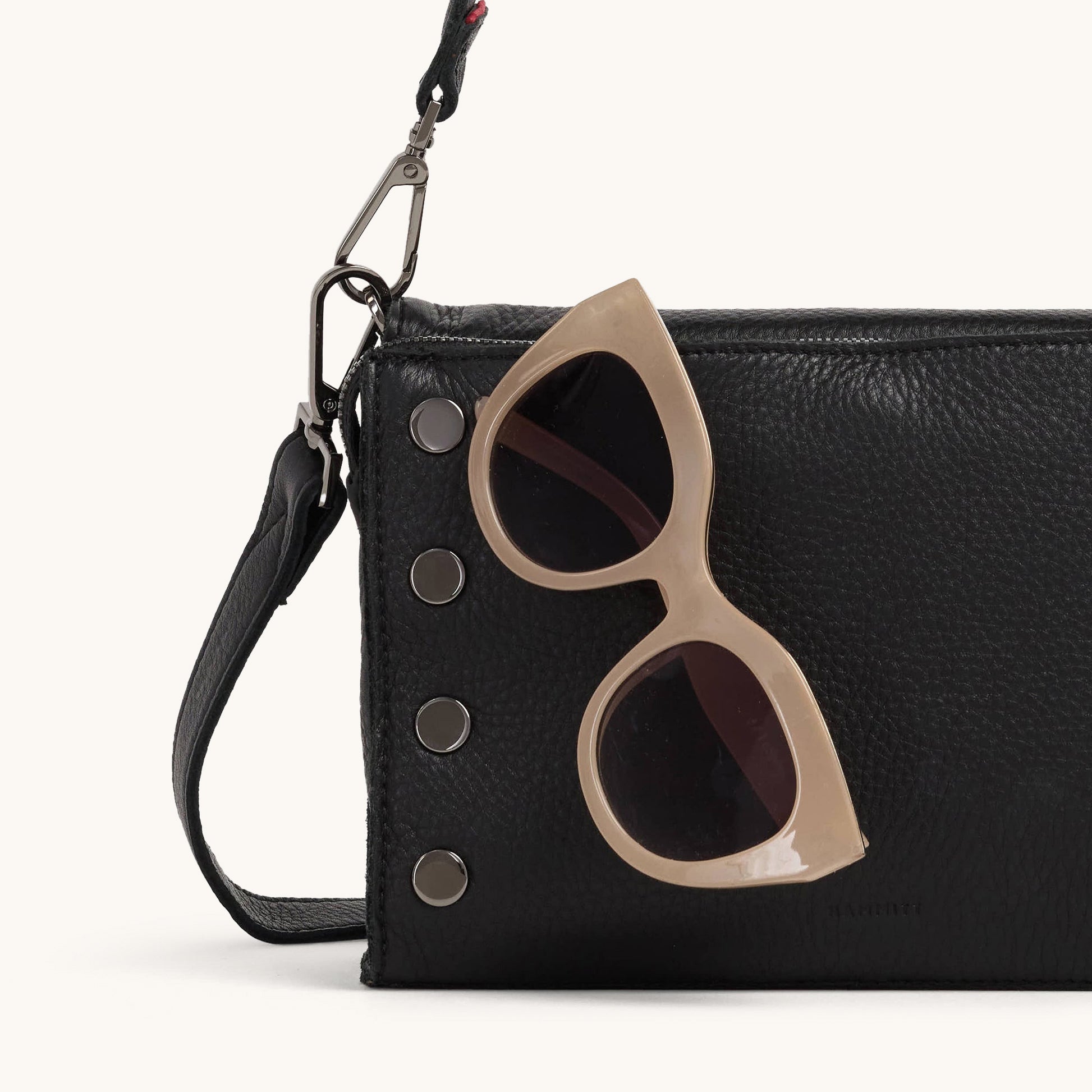 Montana Clutch Bag - Black Lugano Leather with Gunmetal Hardware - Small Crossbody Purse for Women | Perfect for Evening Parties, Date Nights & Special Occasions