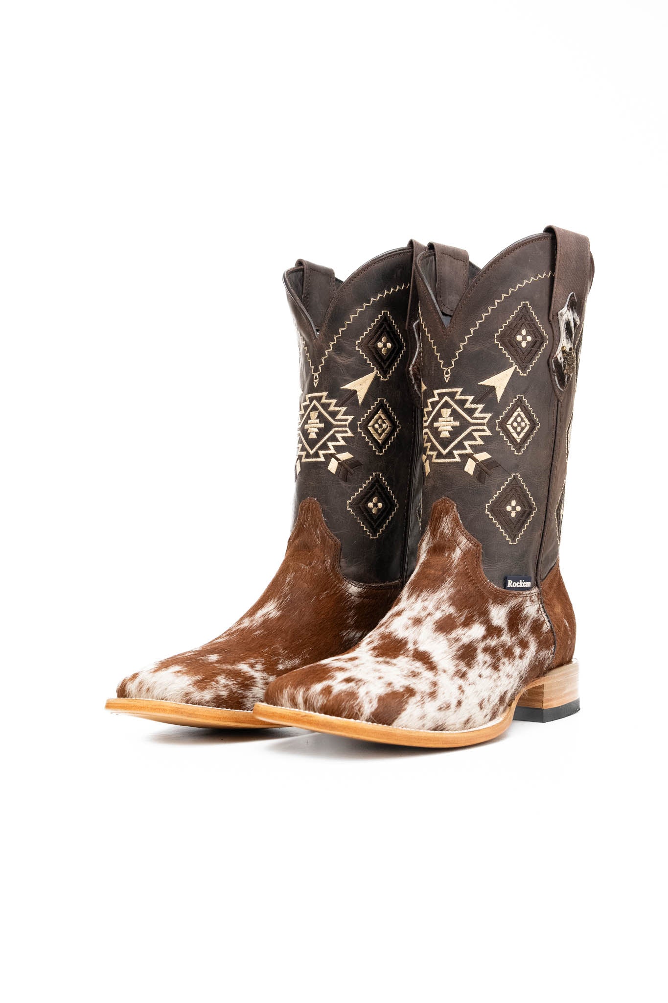 Authentic Men's Cowhide Square Toe Cowboy Boots - Size 10.5 (NM106) - Western Style, Durable & Comfortable for Rodeo, Country Music Festivals & Outdoor Adventures