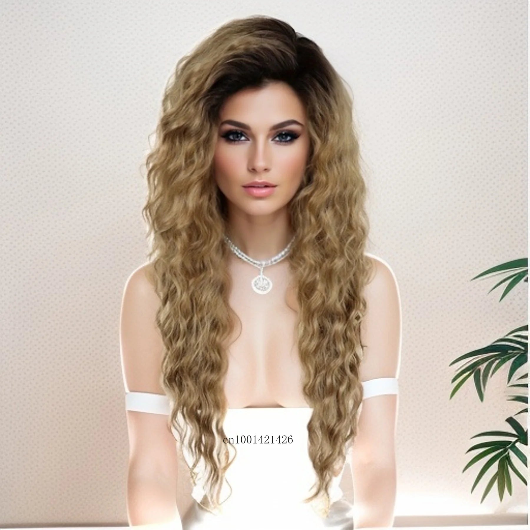 Ash Blonde Synthetic Long Curly Wig for Women - Fluffy Ombre Wavy Hairpiece for Costume, Carnival & Party | Everyday Wear & Cosplay