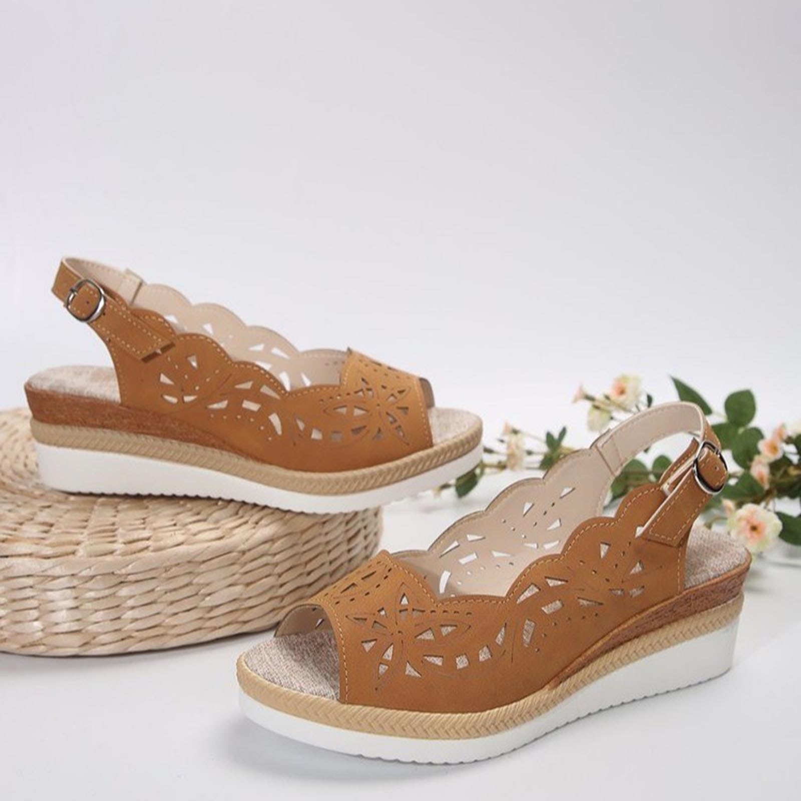Women's Summer Wedge Fish Mouth Roman Sandals - Comfortable Dressy Sandals for Women | Size Available | Perfect for Beach, Vacation & Casual Outfits