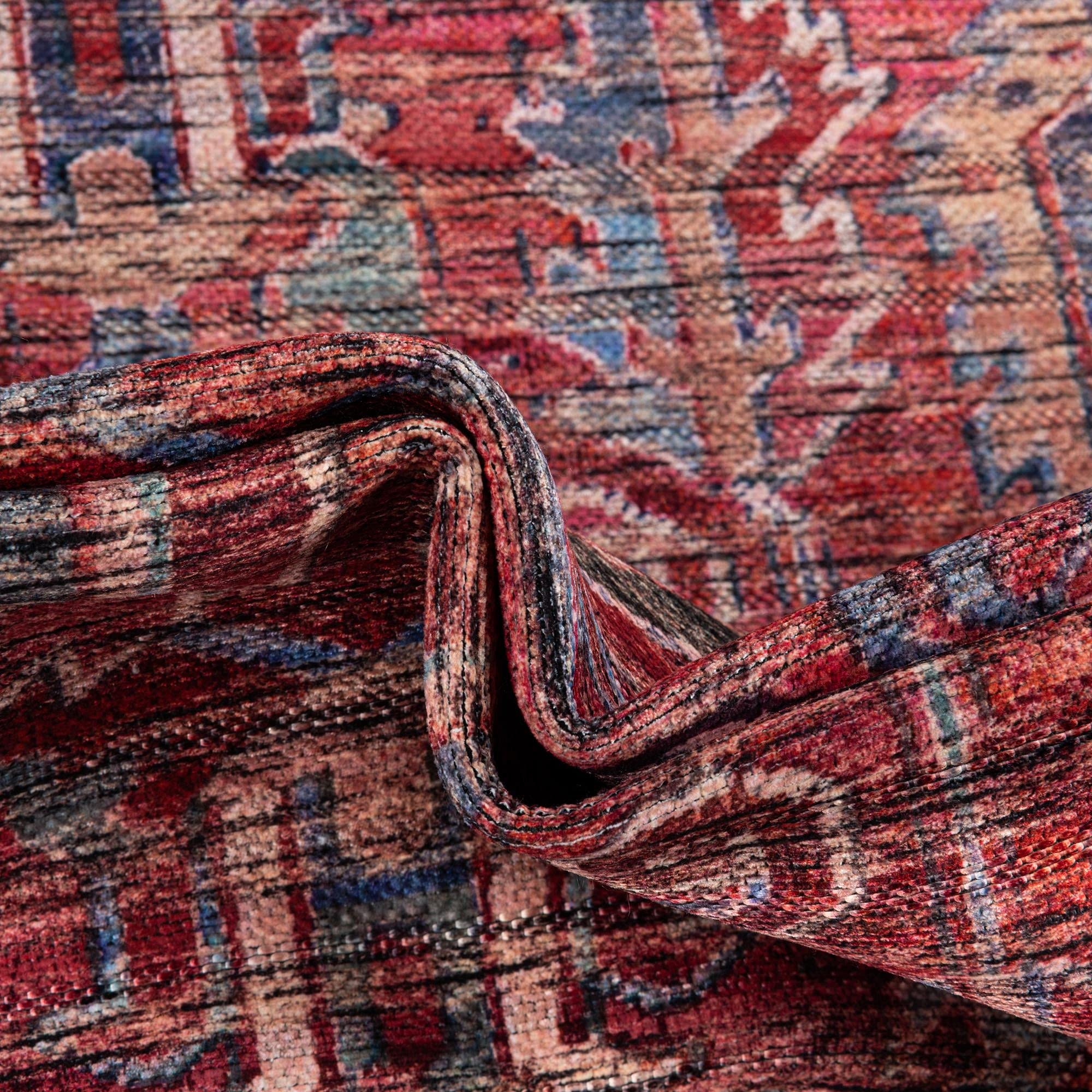 Washable 5' x 8' Oval Rust Red Low-Pile Rug - Maahru Collection by Rugs.com | Perfect for Living Rooms, Dining Areas & Open Spaces | Pet-Friendly & Easy-Clean Home Decor