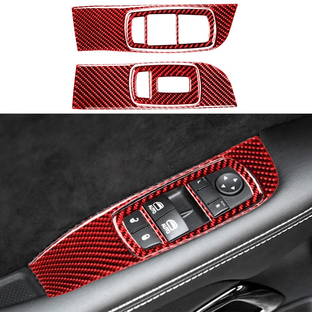 Carbon Fiber Window Lift Trim Switch Panel for Dodge Challenger 2015-2021 - Red Interior Accessories (4PCS) | Upgrade Your Car's Style & Enhance Driver Comfort