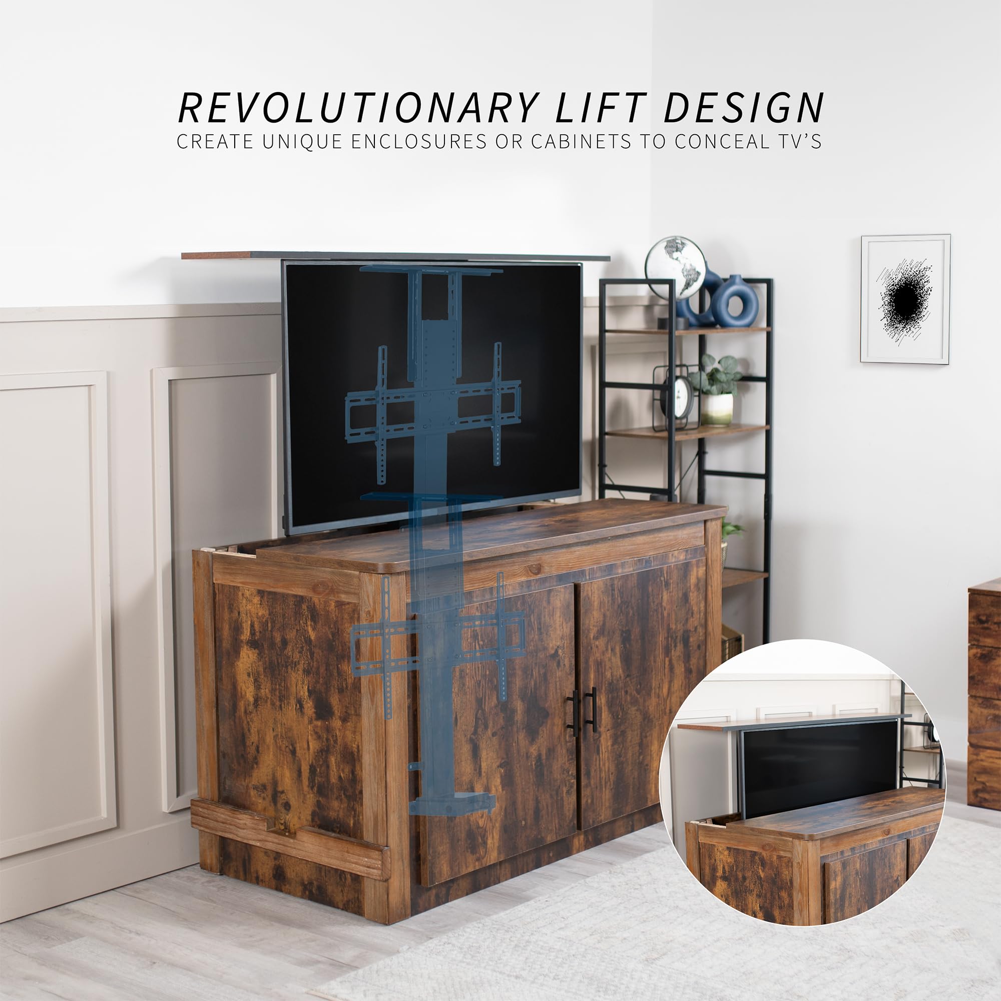 VIVO Motorized TV Stand for 32 to 65 inch Screens - Vertical Lift TV Mount with Remote Control, Compact Universal Bracket MOUNT-E-UP65A - Perfect for Living Room, Bedroom & Home Theater Setup