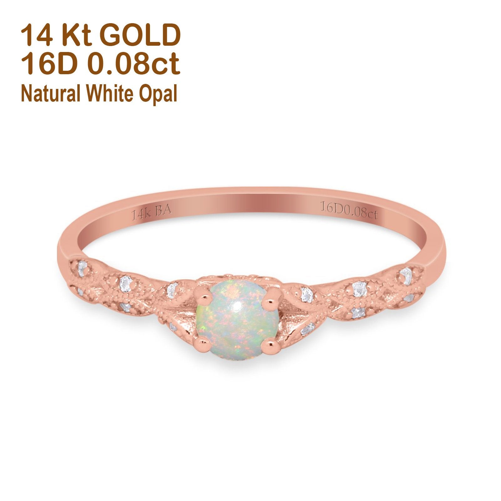 14K Gold 0.33ct Round Petite Dainty Art Deco 4mm G SI Diamond Engagement Ring for Women - Elegant Wedding Band, Anniversary Gift, Promise Ring for Her