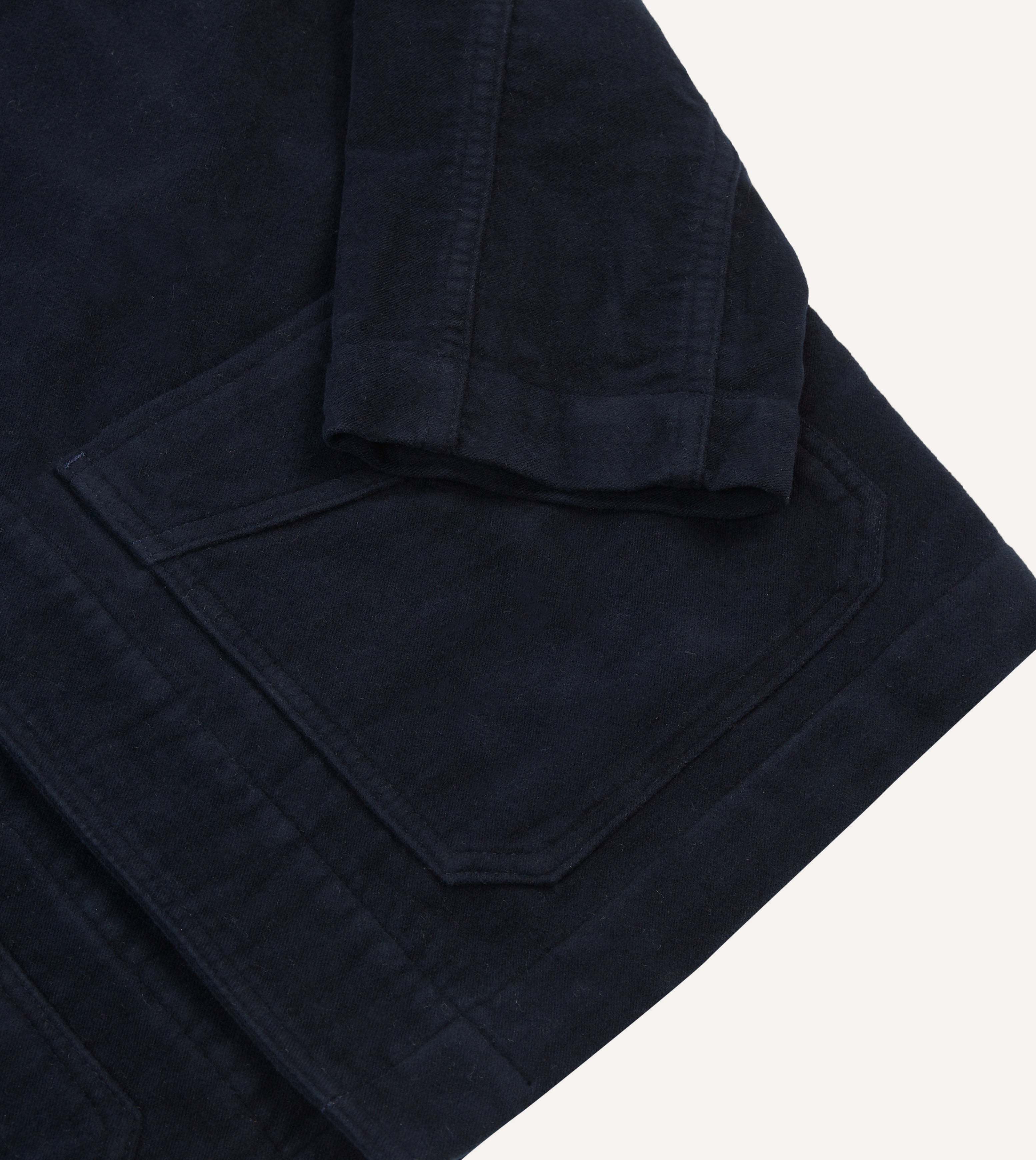 Drake's Navy Moleskin Five Pocket Chore Jacket by St. JOHN | Men's Workwear & Casual Outerwear | Perfect for Outdoor Activities, Work & Everyday Wear