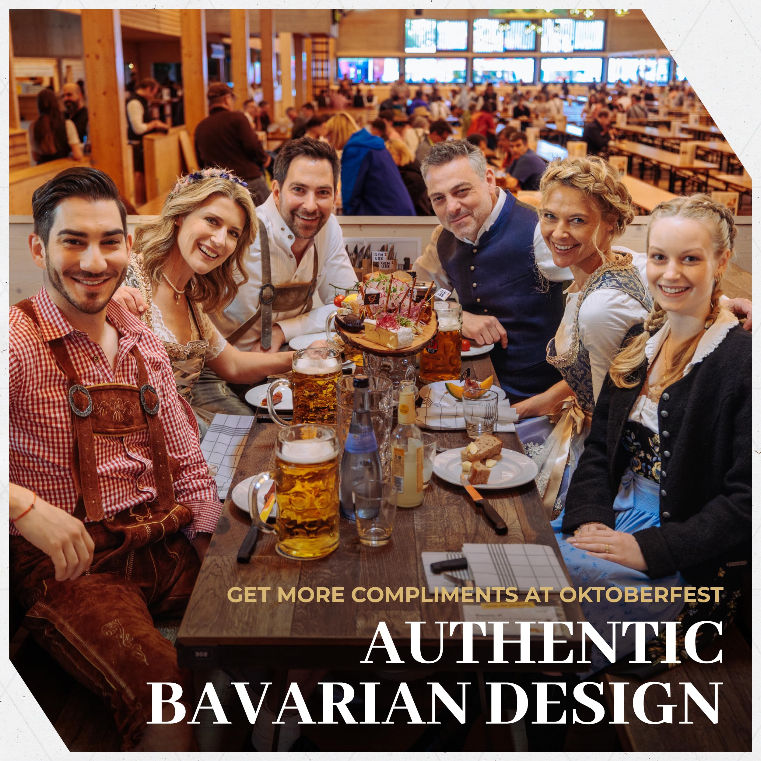 Authentic German Lederhosen for Men - Genuine Leather Bavarian Traditional Oktoberfest Pants - Light Brown Knee-Length - Perfect for Oktoberfest, Beer Festivals & Cultural Events
