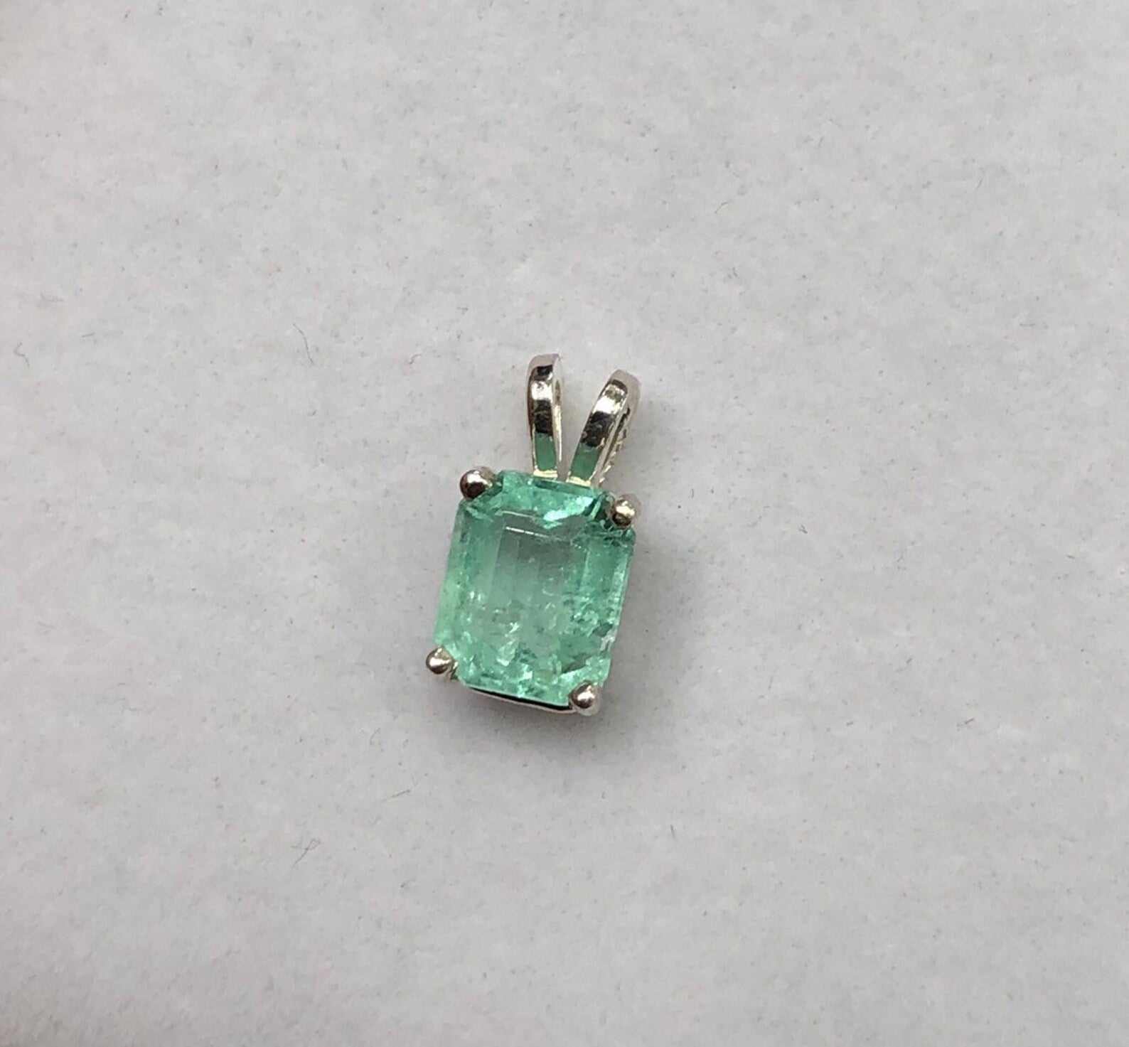 1.46 Carat Natural Emerald Silver Necklace - Bright Rich Green Gemstone, 4 Prong Solitaire with Double Bail Pendant | Perfect for Weddings, Anniversaries & Special Occasions