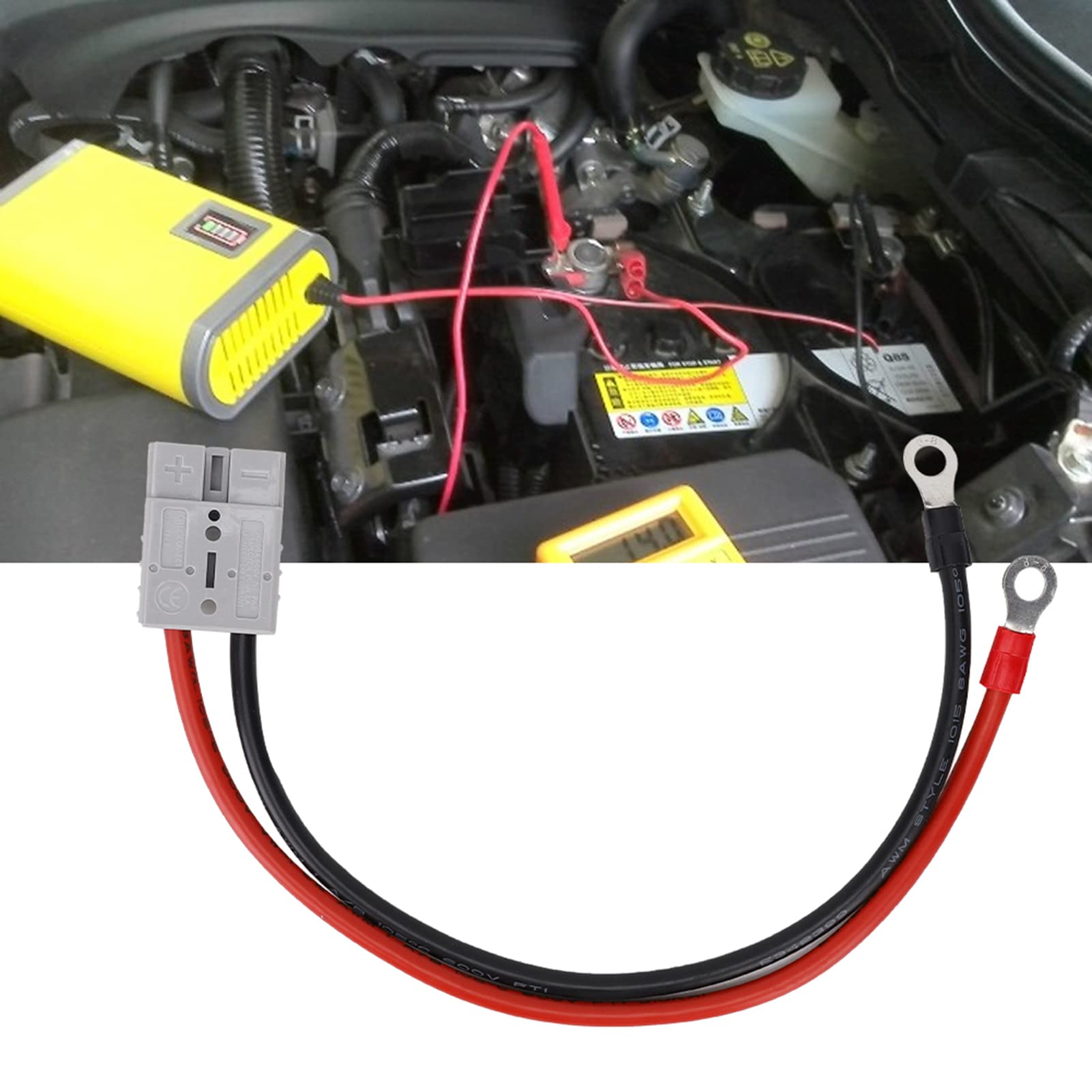 50A 600V Forklift Battery Charger Connector with Extension Cable - Heavy Duty Charging Plug for Electric Forklifts, Warehouse Equipment & Industrial Vehicles - Perfect for Charging Stations, Distribution Centers & Manufacturing Facilities