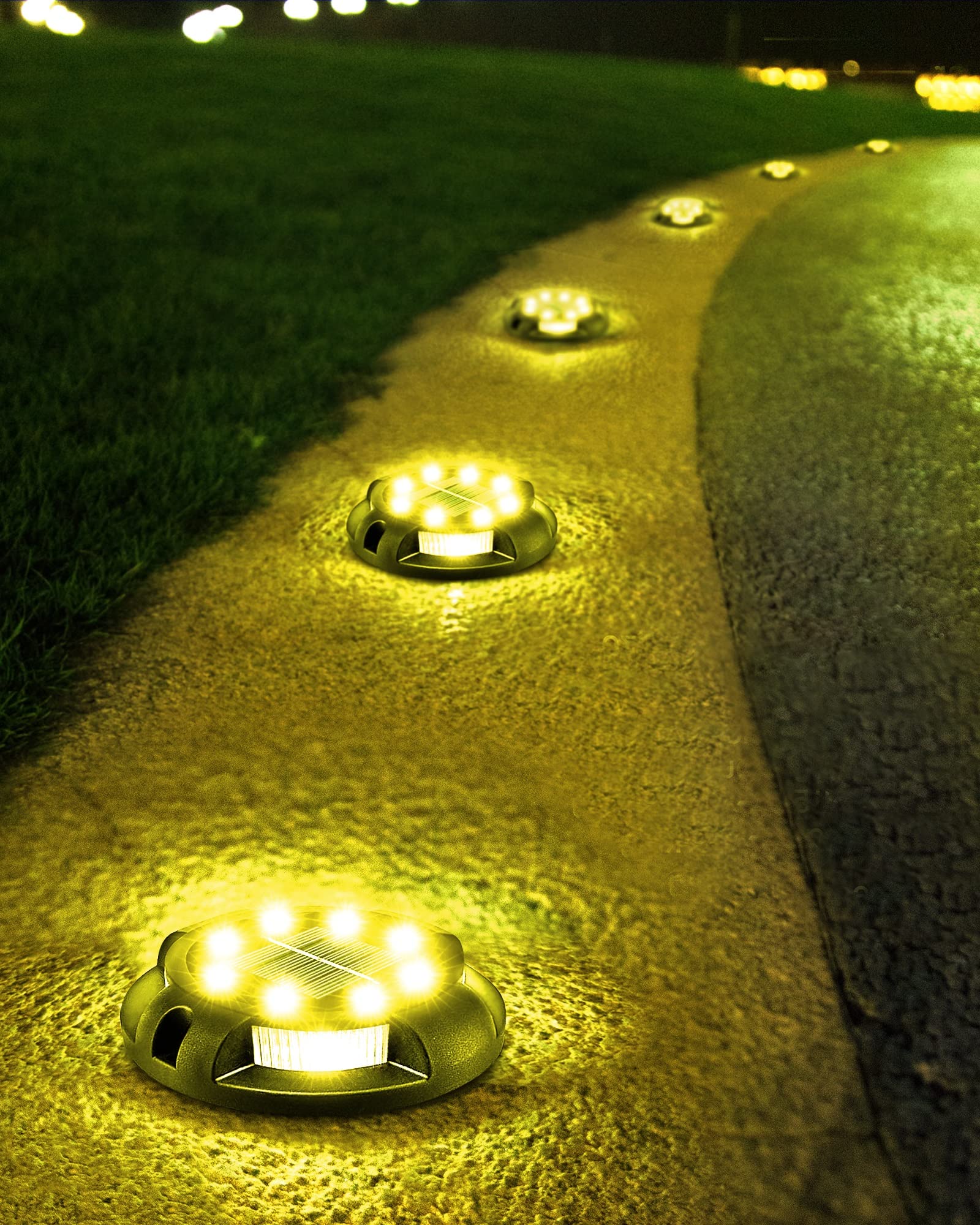 12 Pack Solar Ground Lights - Waterproof Outdoor Uplight & Sidelight for Yard, Driveway, Garden, Poolside (Warm White) | Perfect for Landscape Lighting, Pathway Illumination, and Backyard Decor