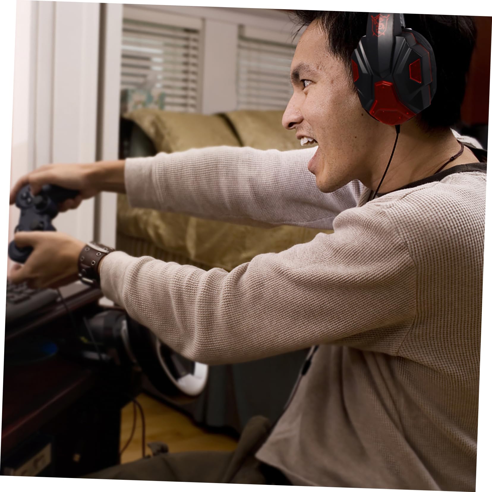 RORPOIR Wired Gaming Headset with Microphone - Over-Ear Noise Cancelling Headphones, Comfortable Protein Ear Cushions & Easy Volume Control - Perfect for PC, PS4, Xbox Gaming & Online Classes