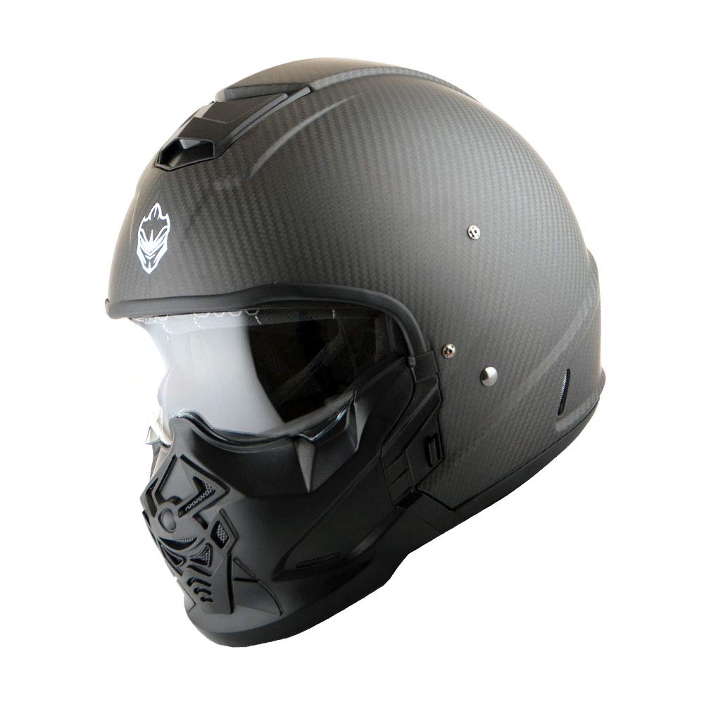 Martian Genuine Carbon Fiber Motorcycle Helmet HB-B2 - DOT Approved Full Face & Open Face Design in Carbon Black | Perfect for Street Riding, Racing & Cruising