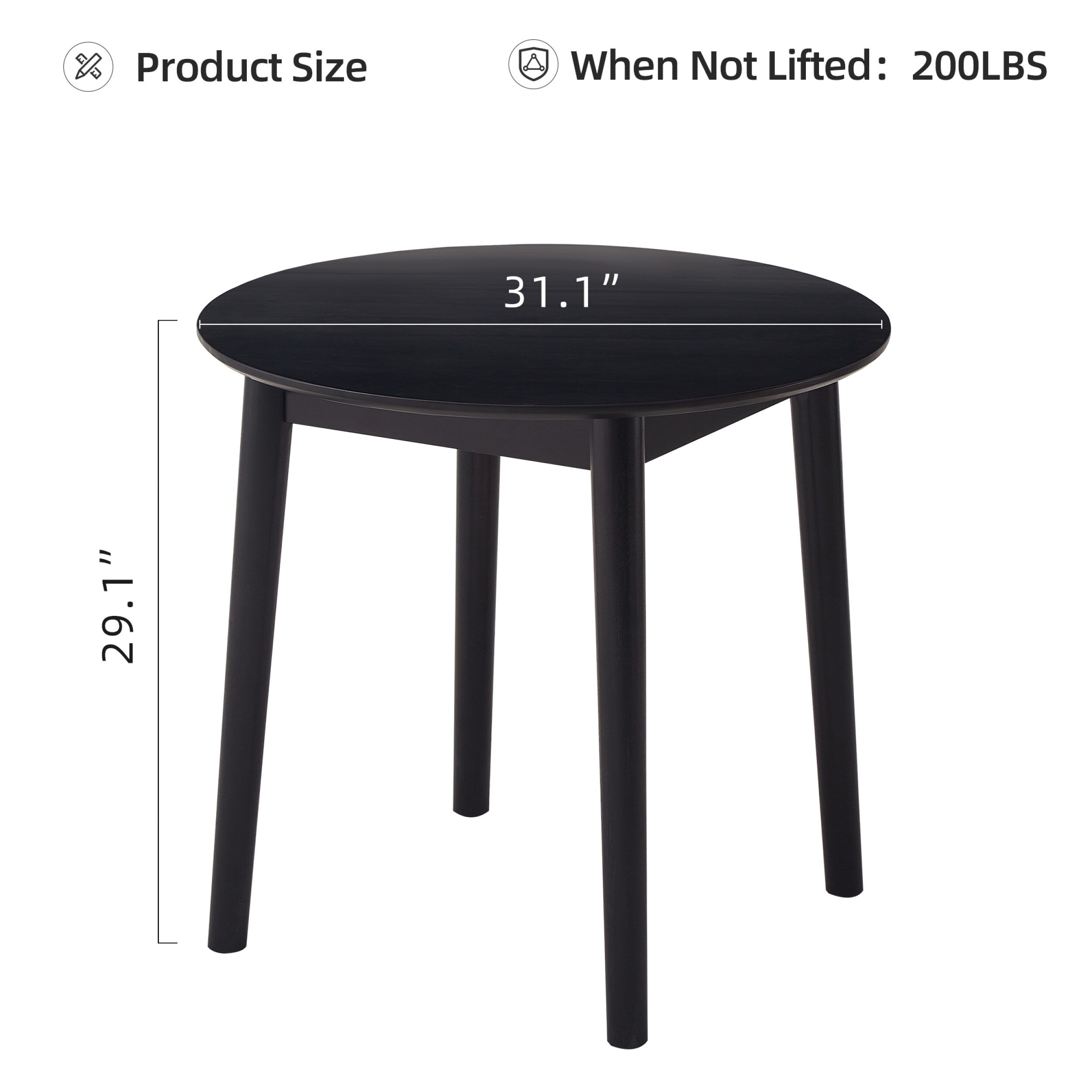 42.01 Inch Round Kitchen Dining Table for 4 - MDF Top with Wood Veneer & Rubberwood Legs - Perfect for Small Spaces, Breakfast Nook, and Cozy Family Meals
