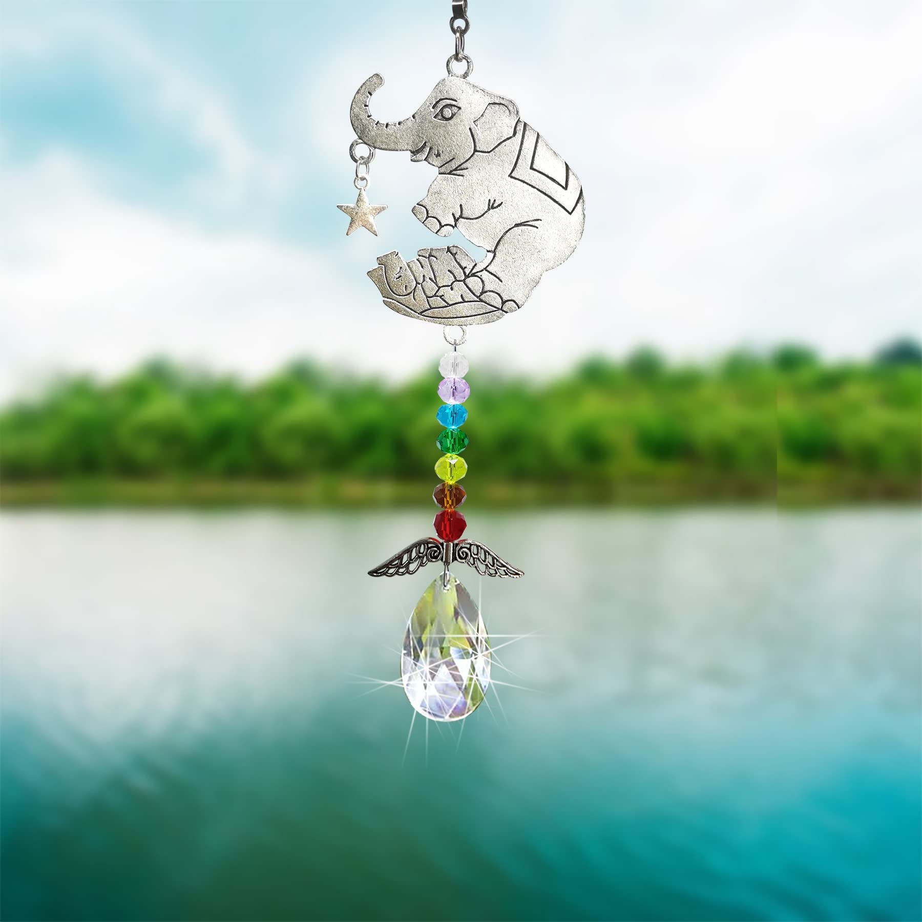 Crystal Garden Suncatcher Elephant with Wings - Window Hanging Ornament for Home & Corridor Decor, Rainbow Prism Sun Catcher for Bedroom & Living Room - Unique Gift for Friends, Mom & Housewarming (Elephant Design) - Perfect for Meditation Spaces, Nursery Decor & Positive Energy