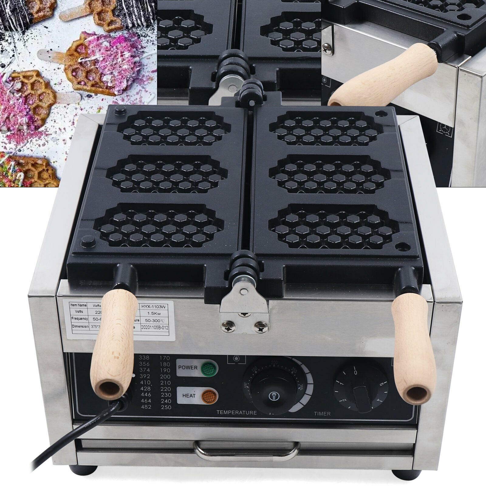 1500W Commercial Electric Waffle Maker - Nonstick Belgian Waffle Machine for Restaurant, Cafe, Snack Bar & Home Use - Perfect for Breakfast, Brunch & Dessert Making