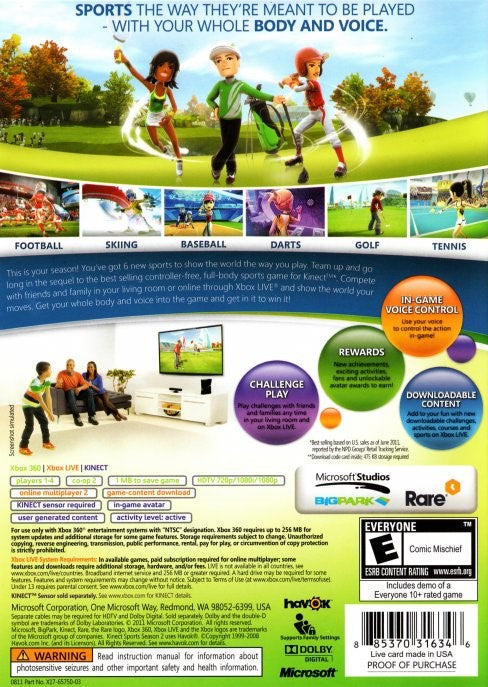 Kinect Sports Season Two - Xbox 360 Kinect Motion Sensor Game | Family Fitness & Sports Simulation for All Ages | Perfect for Parties, Workouts & Family Game Nights