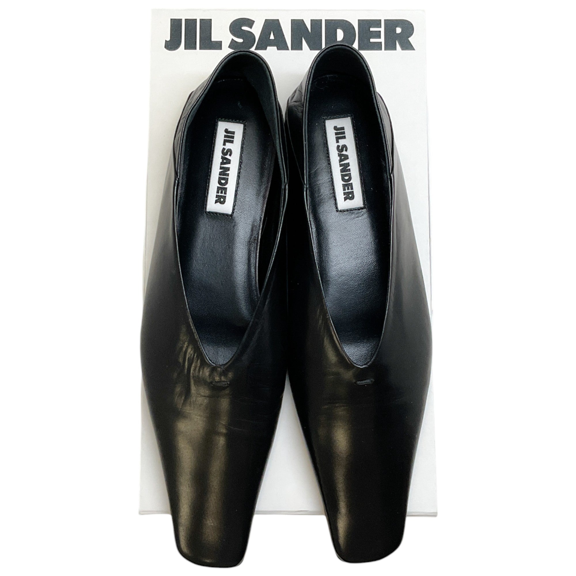 Jil Sander Women's Black Leather Tripon Ballet Flats - Comfortable & Stylish Pointed Toe Shoes for Work, Office & Casual Wear