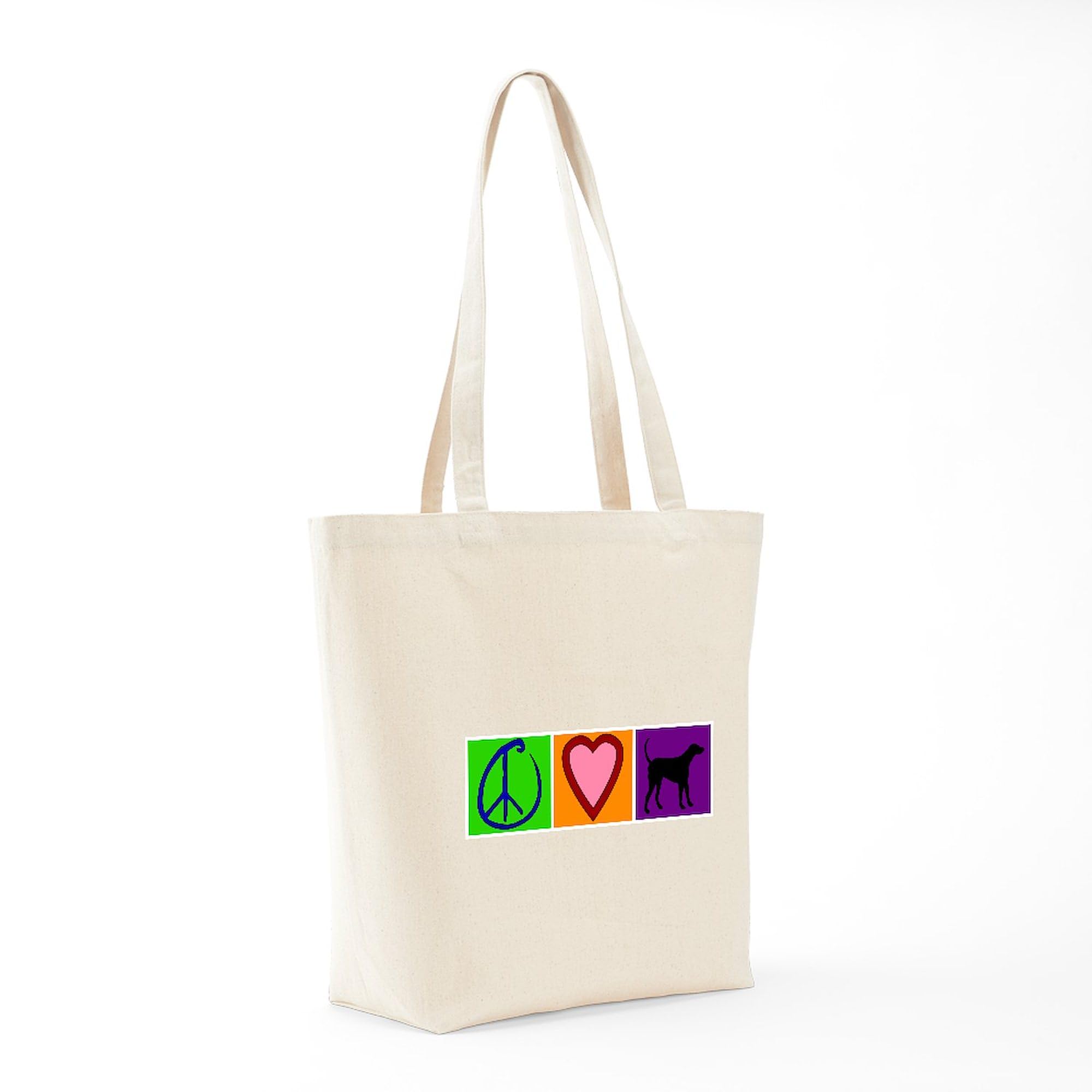 Peace Love Black Labs Tote Bag - Natural Canvas Reusable Shopping Bag for Groceries, Beach & Everyday Use | Eco-Friendly & Durable