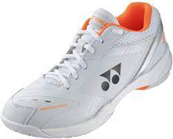 Yonex Power Cushion 65 X3 Badminton Shoes for Men & Women - White/Orange - Lightweight Court Shoes with Superior Cushioning for Badminton, Tennis & Indoor Sports