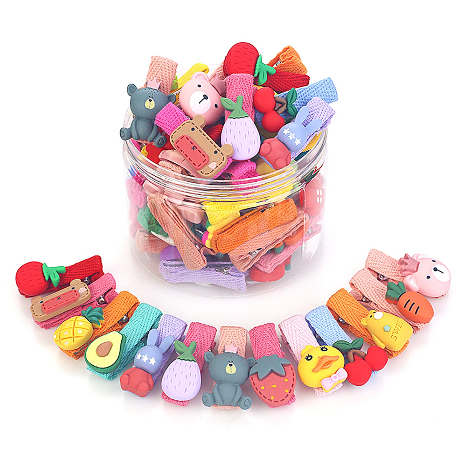 MHwan 26-Piece Girls Hair Clips Set - Cute Vegetable, Fruit & Doll Hair Accessories for Kids - Non-Damaging, Vivid Hair Clips for School, Party & Daily Use