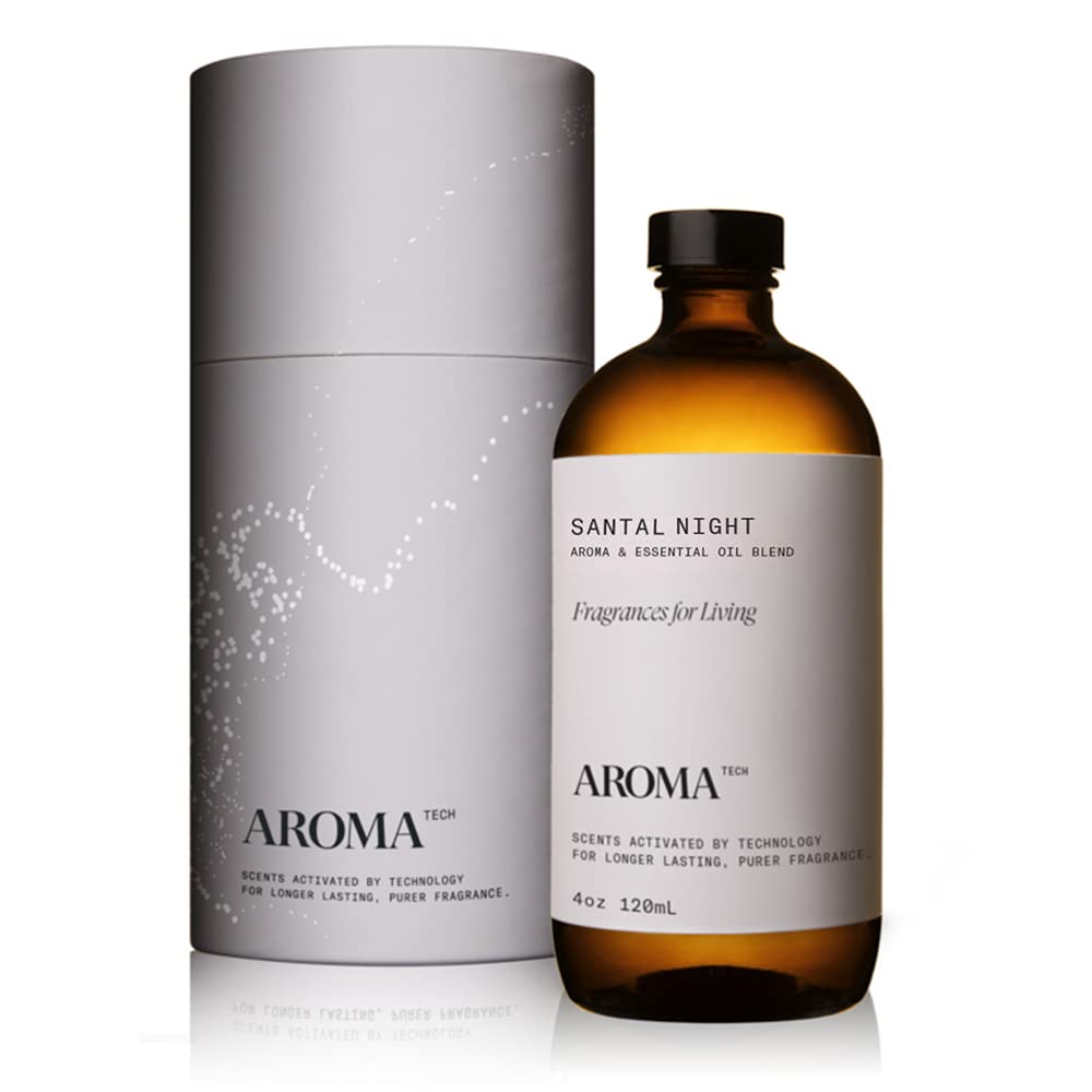 Premium Aromatech Santal Night Essential Oil for Diffusers - 100% Pure Sandalwood, Tonka Bean & Black Cardamom Blend - Relaxing Aromatherapy Oil for Home, Spa & Romantic Nights - 120ml Luxury Scented Oil