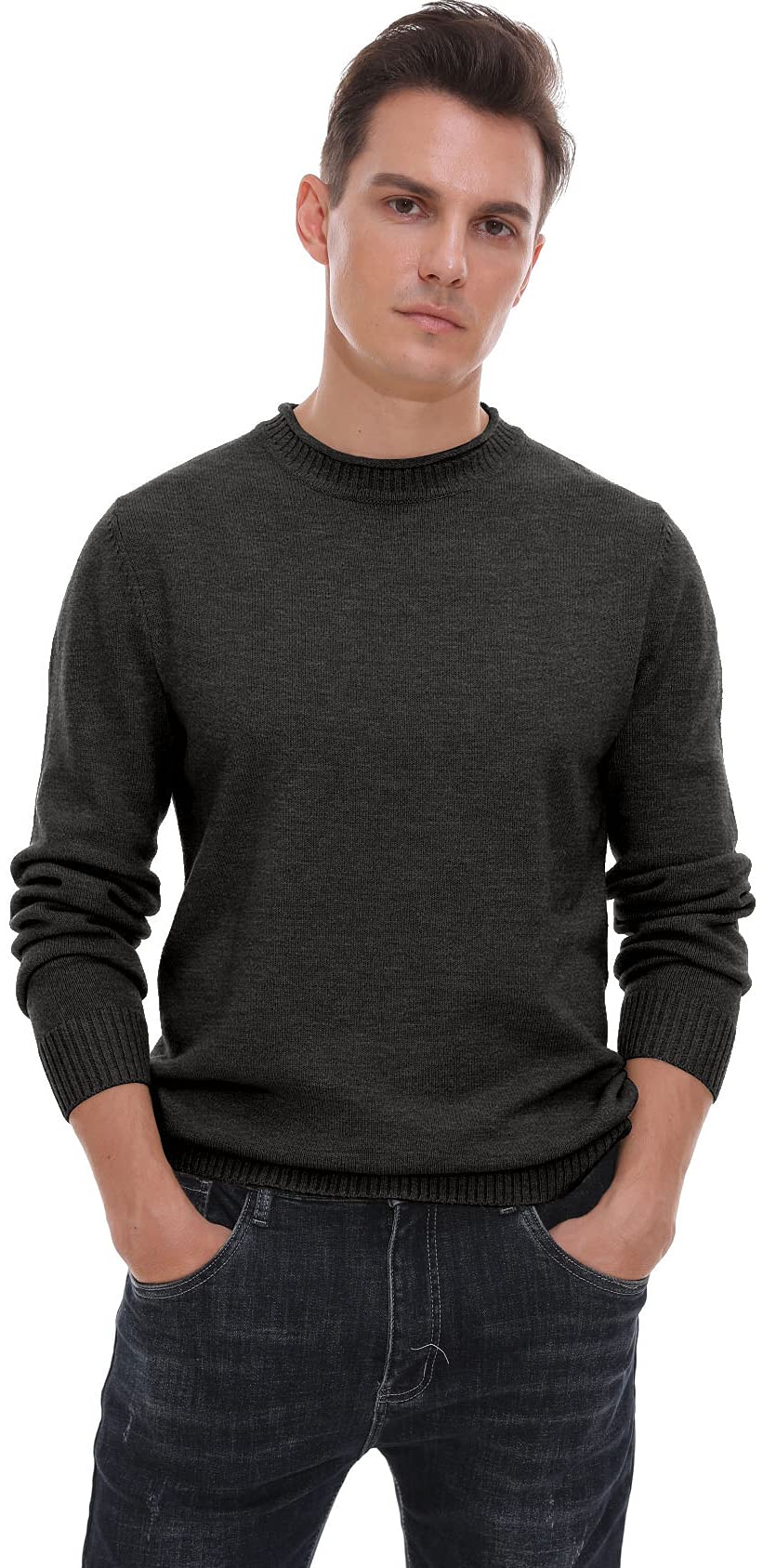Sailwind Men's Crewneck Sweater - Soft Casual Pullover Sweater with Ribbed Cuffs & Hem | Classic Winter Knitwear for Office, Travel & Everyday Wear