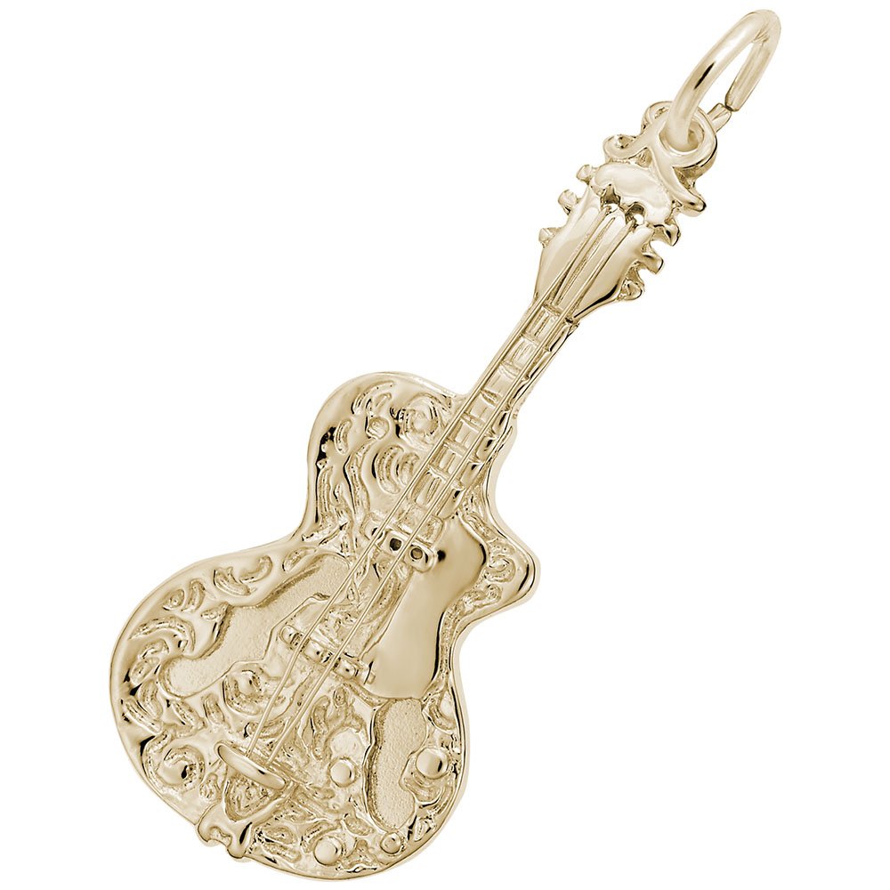 Rembrandt Guitar Charm Pendant with Strings - 14K Gold or Sterling Silver Jewelry for Bracelets & Necklaces - Perfect for Musicians & Music Lovers Gifts