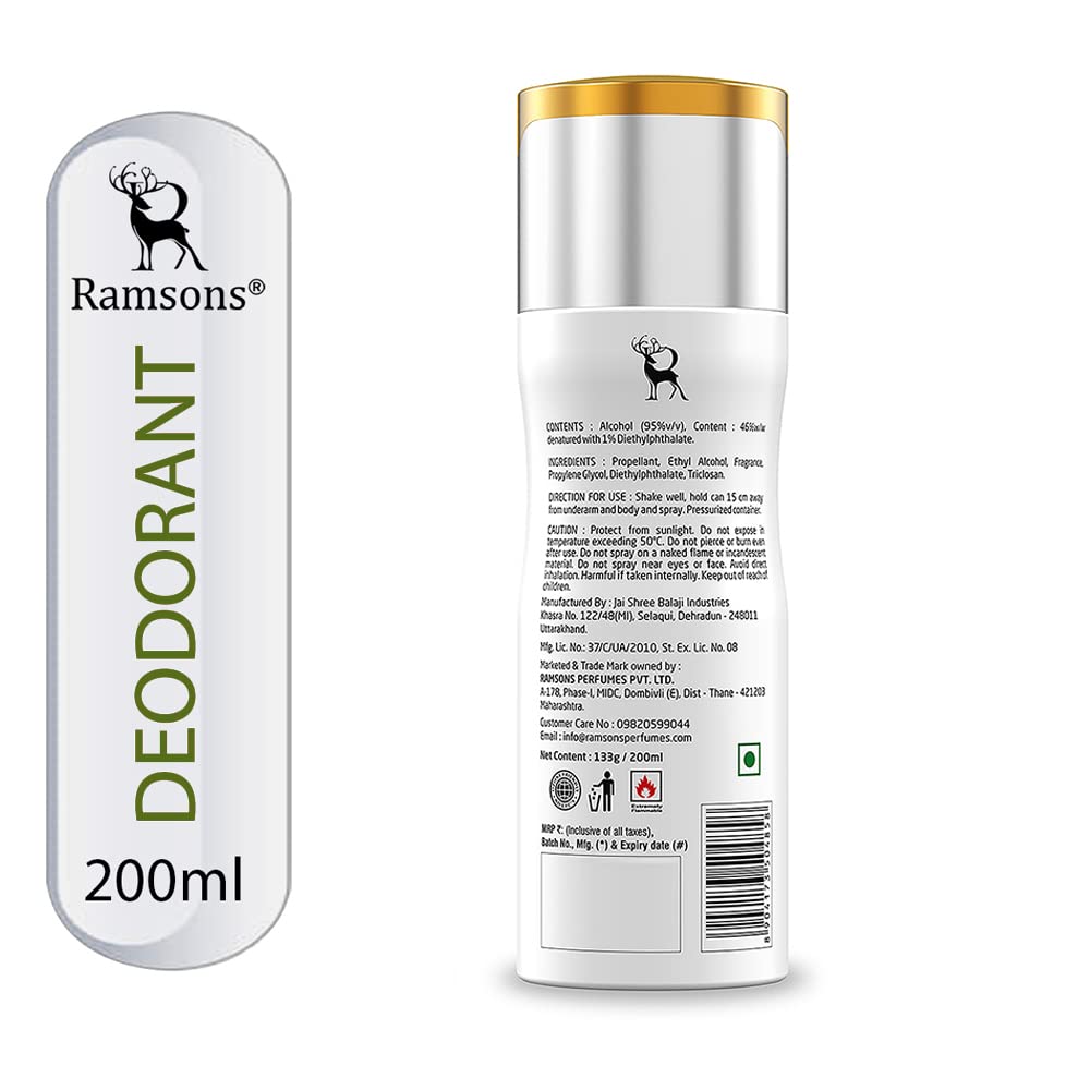 Ramsons Once More Deodorant Spray - 200ml | Long Lasting Fragrance for Men & Women | Fresh & Authentic Body Odor Protection | Perfect for Gym, Work & Daily Use