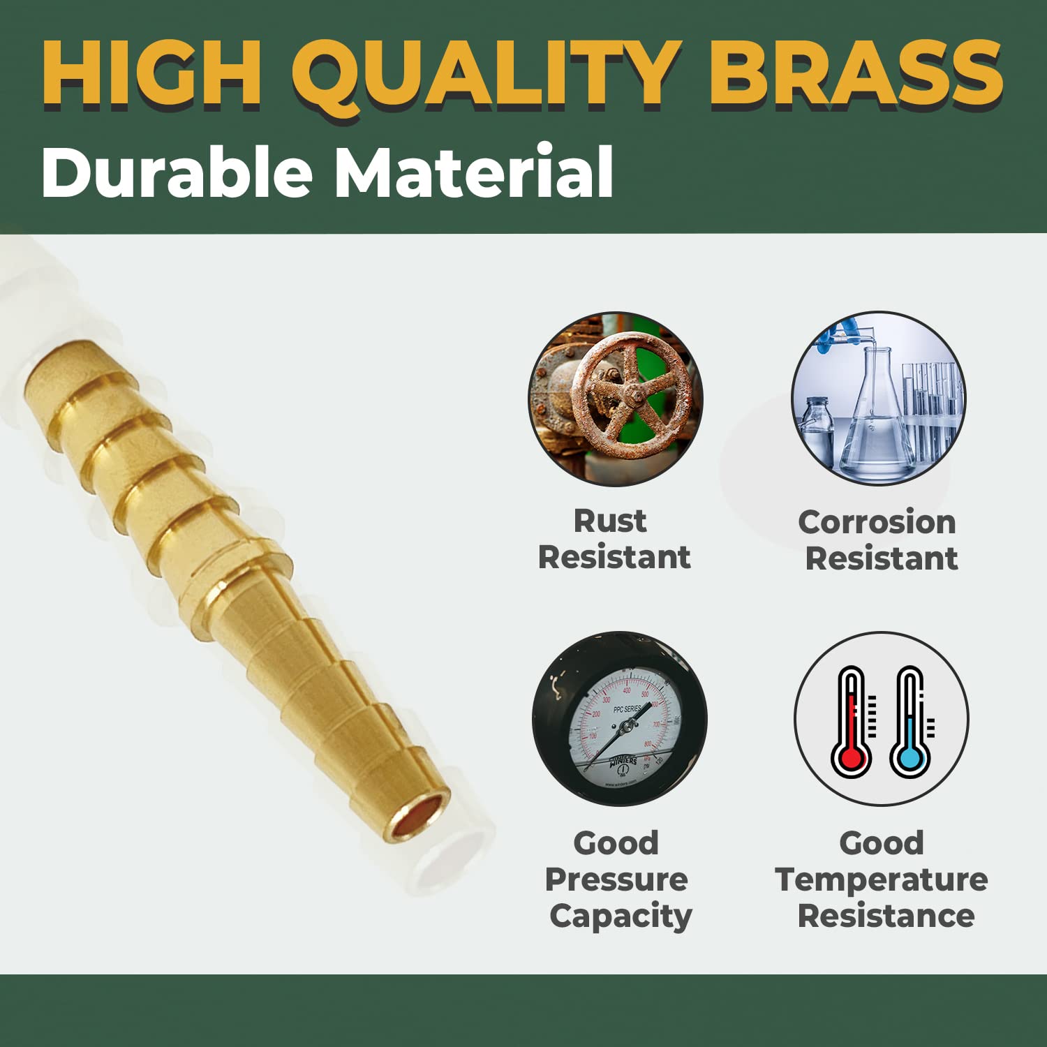 LIONMAX Brass Hose Barb Adapter Fittings 2 PCS - 5/16