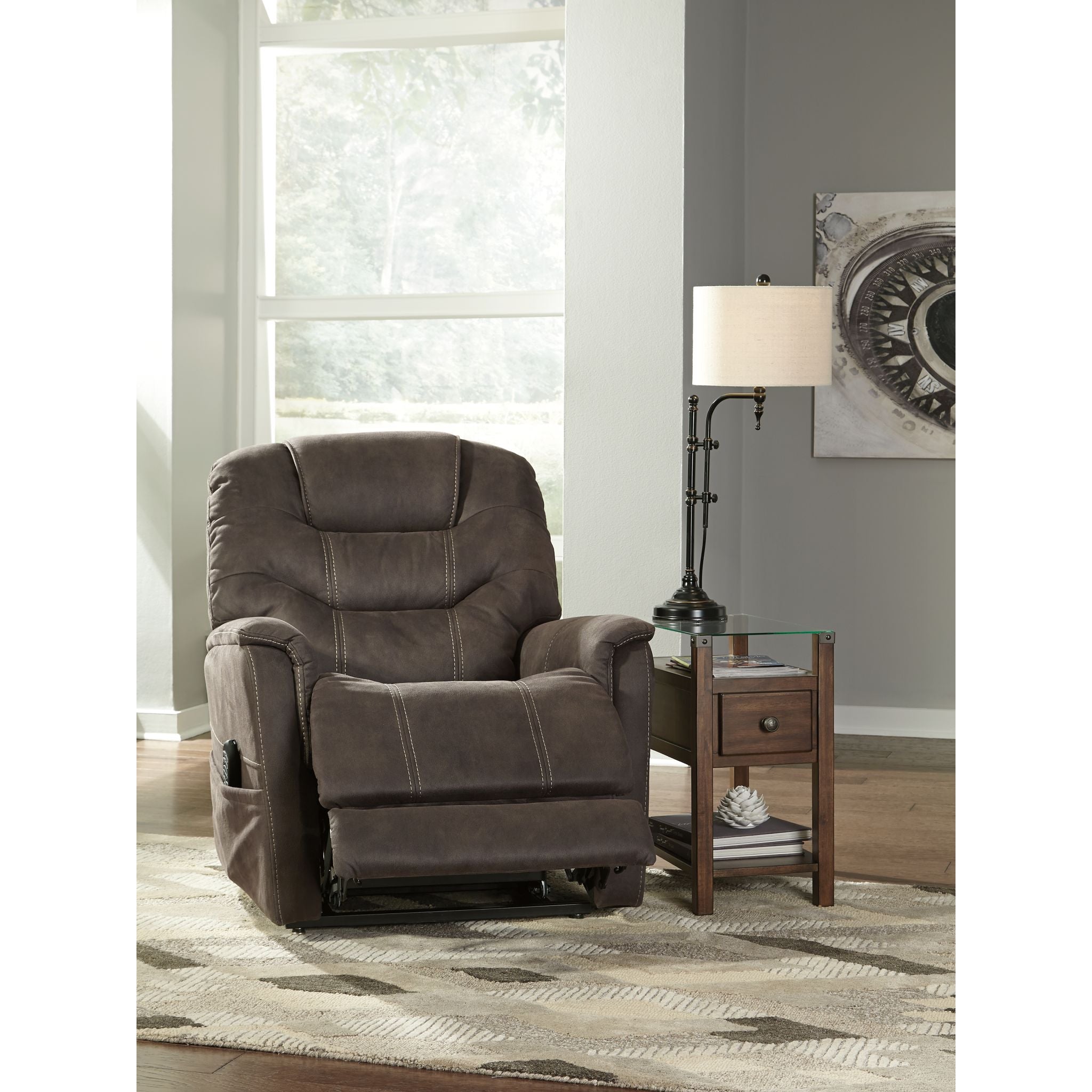 Ballister Power Lift Recliner Chair - Espresso Brown Leather Reclining Sofa with Remote Control for Elderly & Mobility Assistance - Perfect for Living Room, Bedroom & Home Theater Relaxation