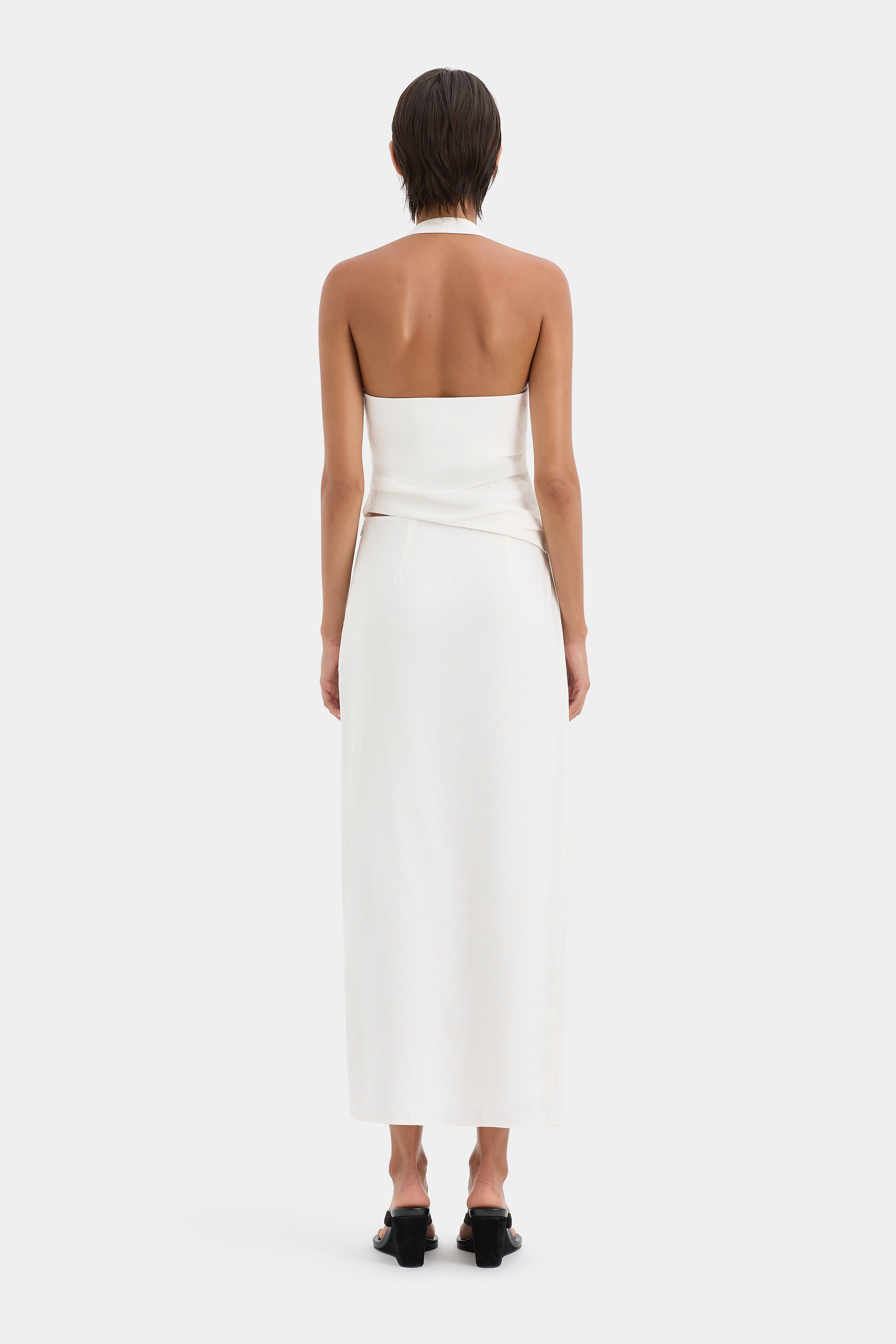 Elegant Dorian Ruched Midi Skirt for Women - Stretchy High Waist Bodycon Pencil Skirt - Perfect for Office, Party, and Date Night Outfits