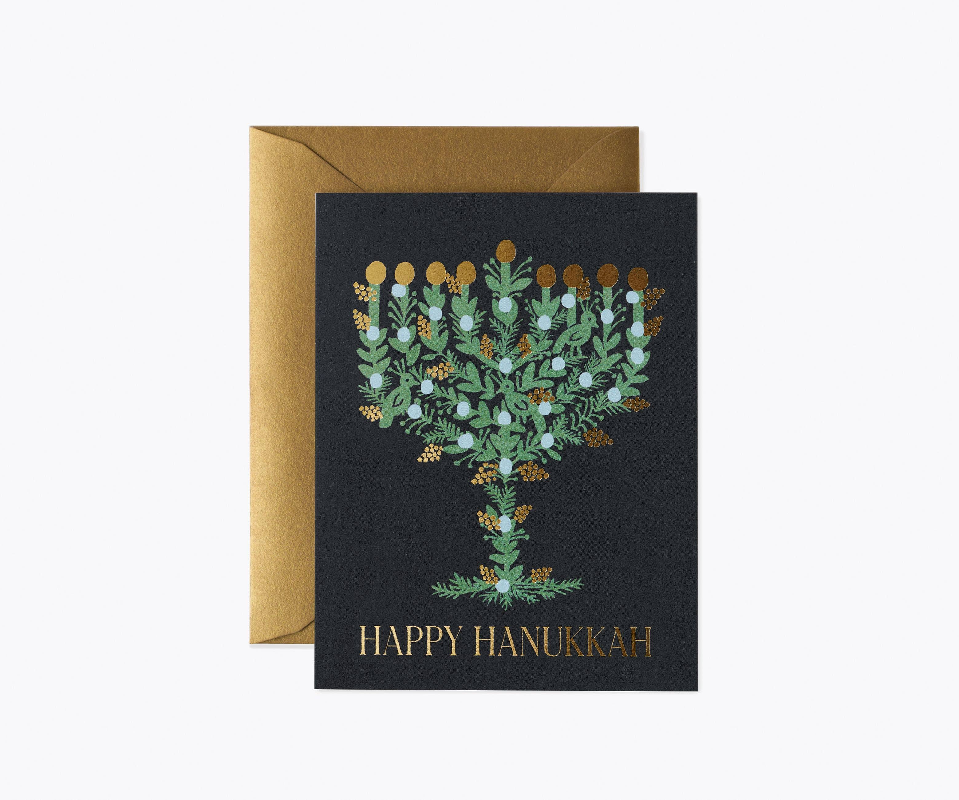 Laurel Menorah Greeting Card - Elegant Hanukkah Holiday Card for Men, Women & Family - Perfect for Hanukkah Gifts, Jewish Celebrations & Festive Greetings