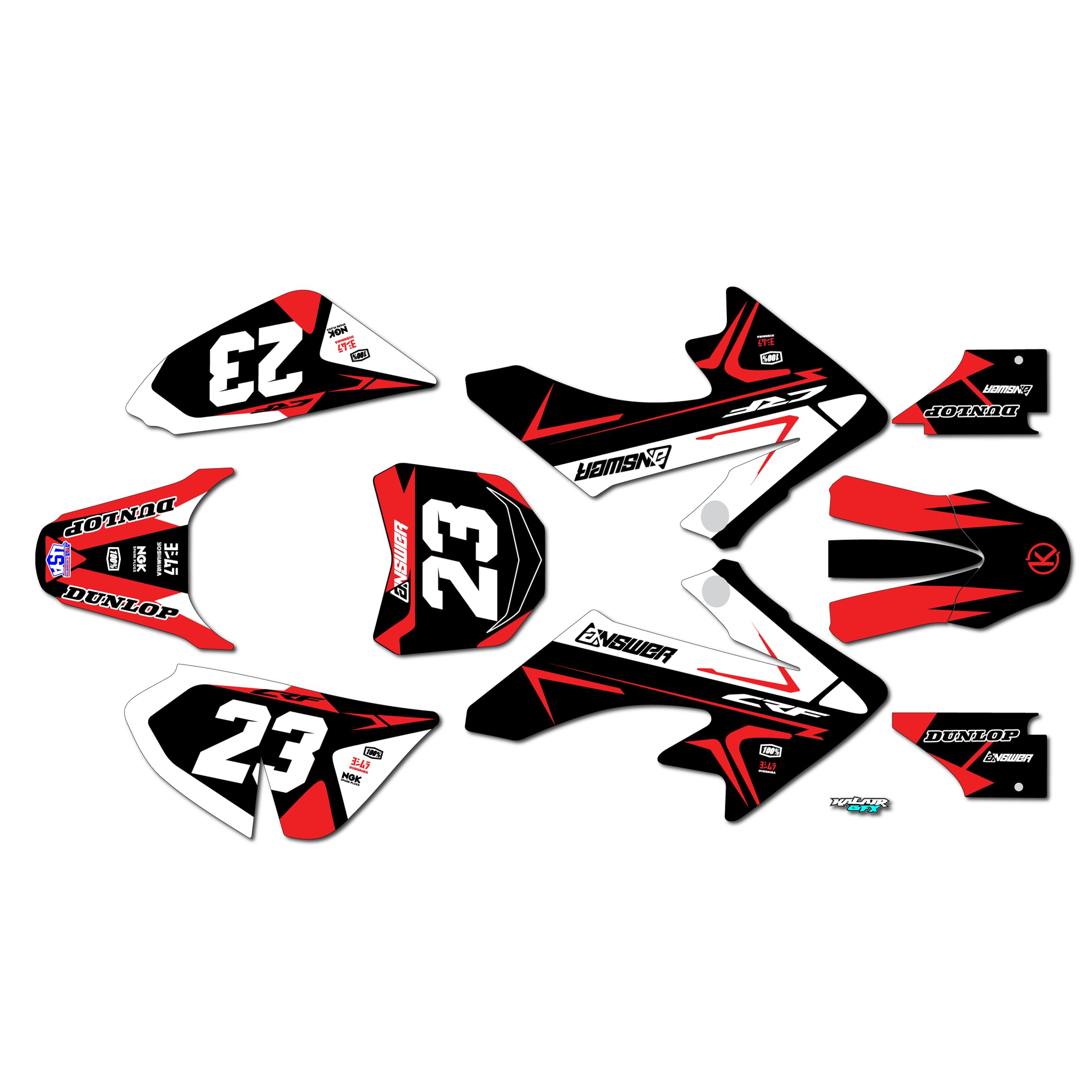 Honda CRF50 (2013+) Evader Series Red 9 Mil Dirt Bike Graphics Kit - Custom Racing Decals & Stickers Set (No Plastics Included) - Perfect for Motocross, Trail Riding & Bike Customization