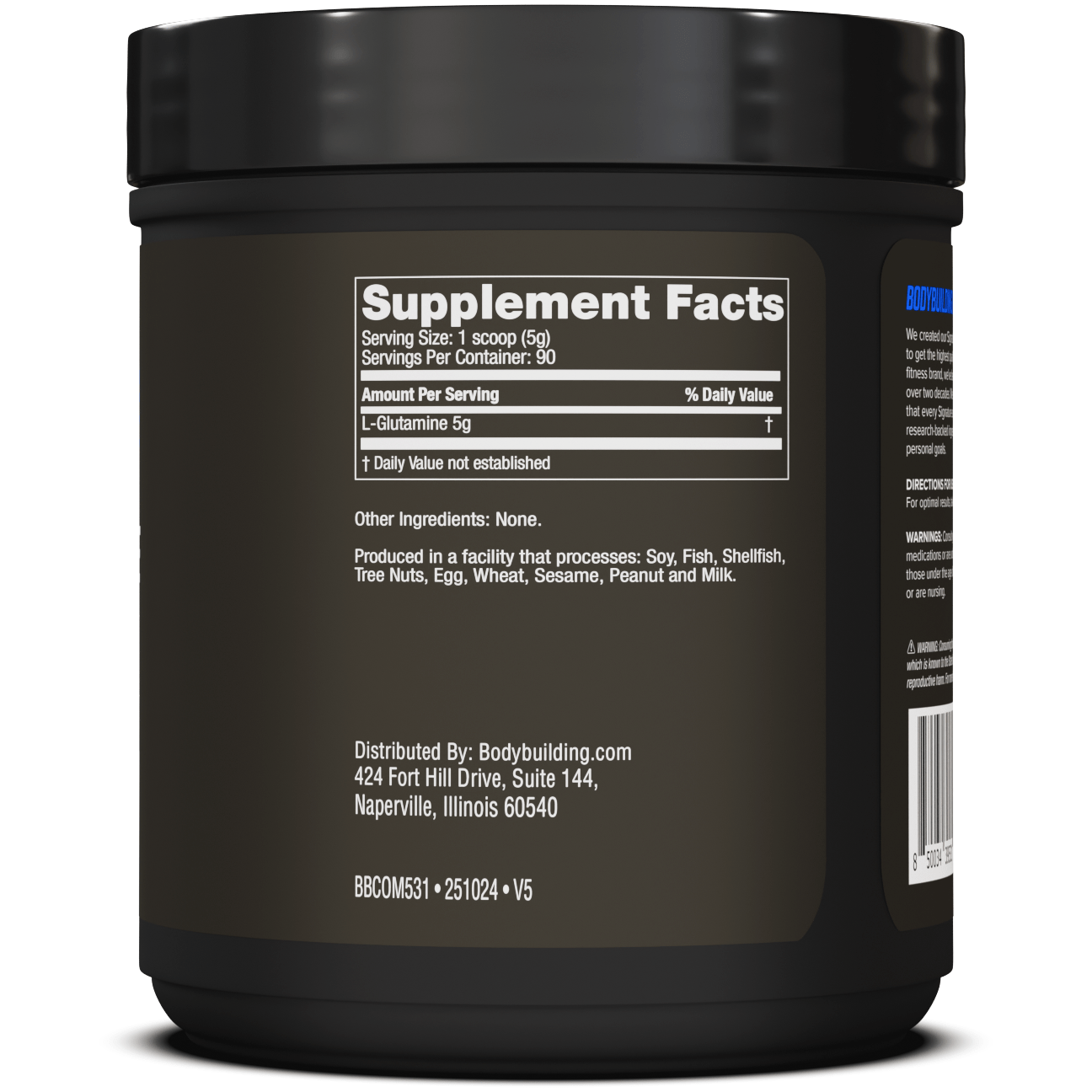 Bodybuilding.com Signature L-Glutamine Powder - 1000mg per Serving for Muscle Recovery & Immune Support - Ideal for Post-Workout, Fitness & Bodybuilding