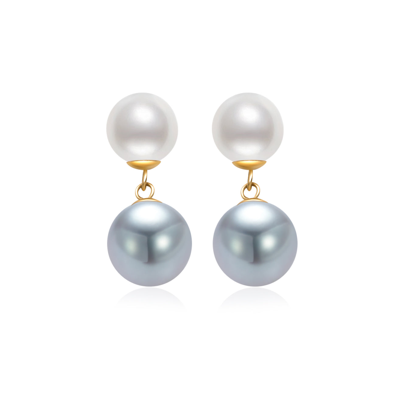 18K Gold Silver Blue Akoya Pearl Earrings for Women - Elegant Stud Earrings for Wedding, Party & Special Occasions | HARMONY Jewelry KE00221