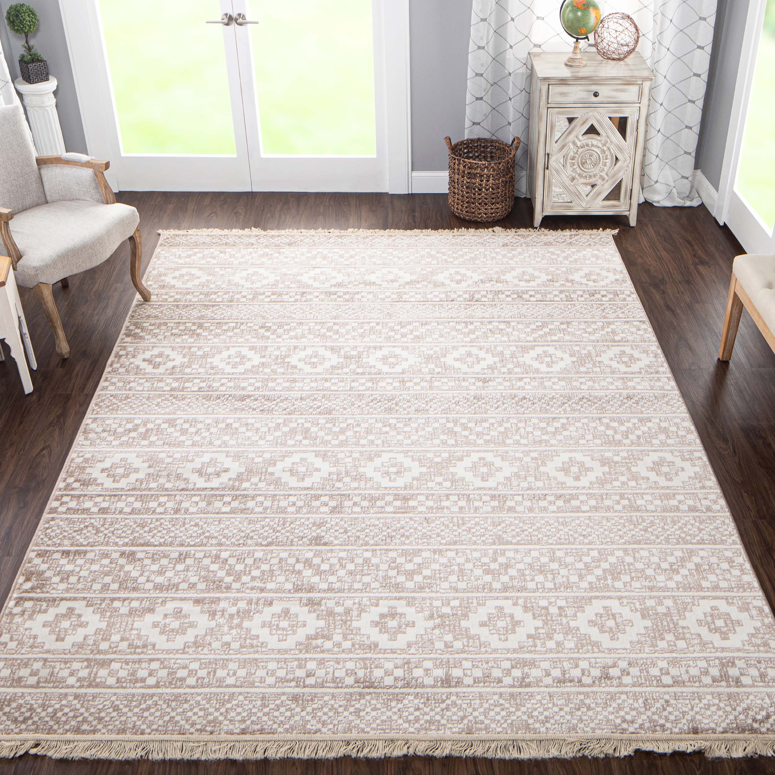 Stylish Geometric Diamond Pattern Indoor Area Rug & Runner - Soft Non-Slip Floor Carpet for Living Room, Bedroom, Hallway | Home Decor & Modern Interior Design