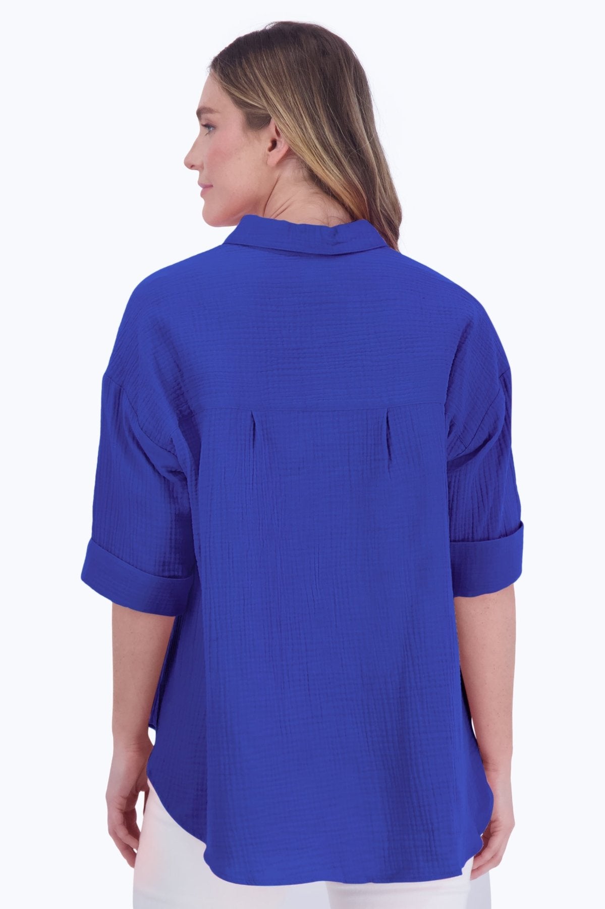 Joanna Women's Cotton Gauze 3/4 Sleeve Tunic Top - Soft Breathable Loose Fit Blouse for Casual Wear & Summer Outfits