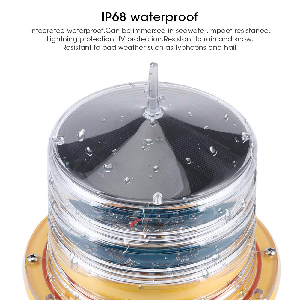 Voemko Solar LED Boat Navigation Light - Waterproof Marine Safety Beacon for Docks, Barges & Boats | 360° All-Round Visibility for Night Sailing, Fishing & Water Activities
