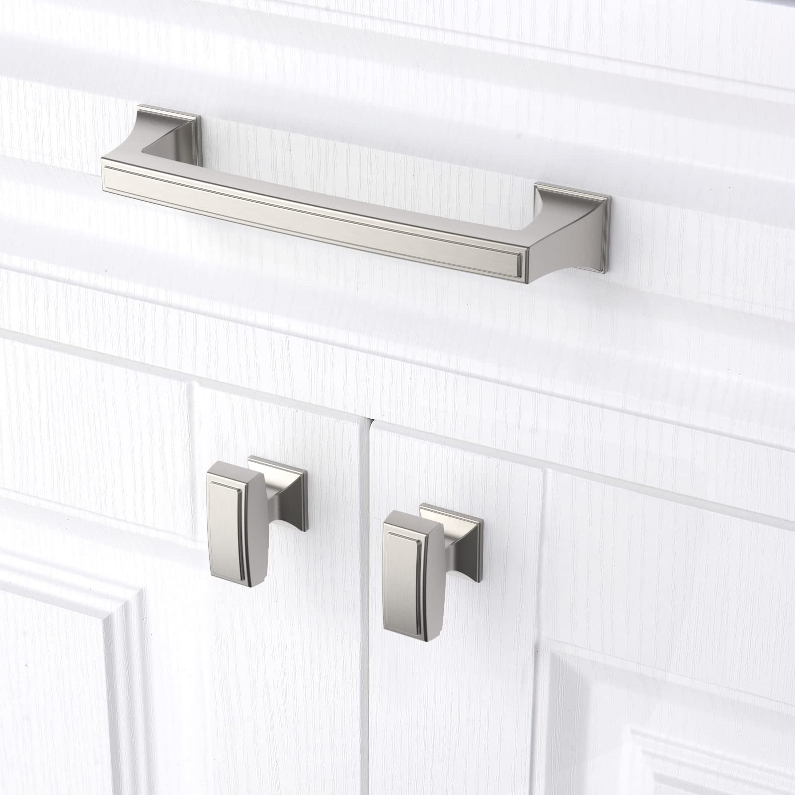 10 Pack 5 Inch (128mm) Brushed Satin Nickel Cabinet Handles & Drawer Pulls - Durable Kitchen Cabinet Hardware for Dresser, Cupboard, Wardrobe - Perfect for Home Renovation & Furniture Upgrade