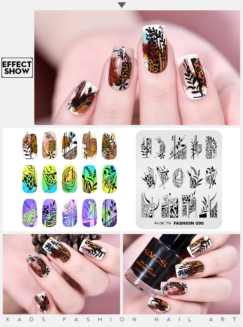 KADS Nail Stamping Plate - Fashion 090 Nail Art Design Template for DIY Manicure | Professional Nail Stamping Kit for Salon & Home Use | Perfect for Parties, Weddings & Special Occasions
