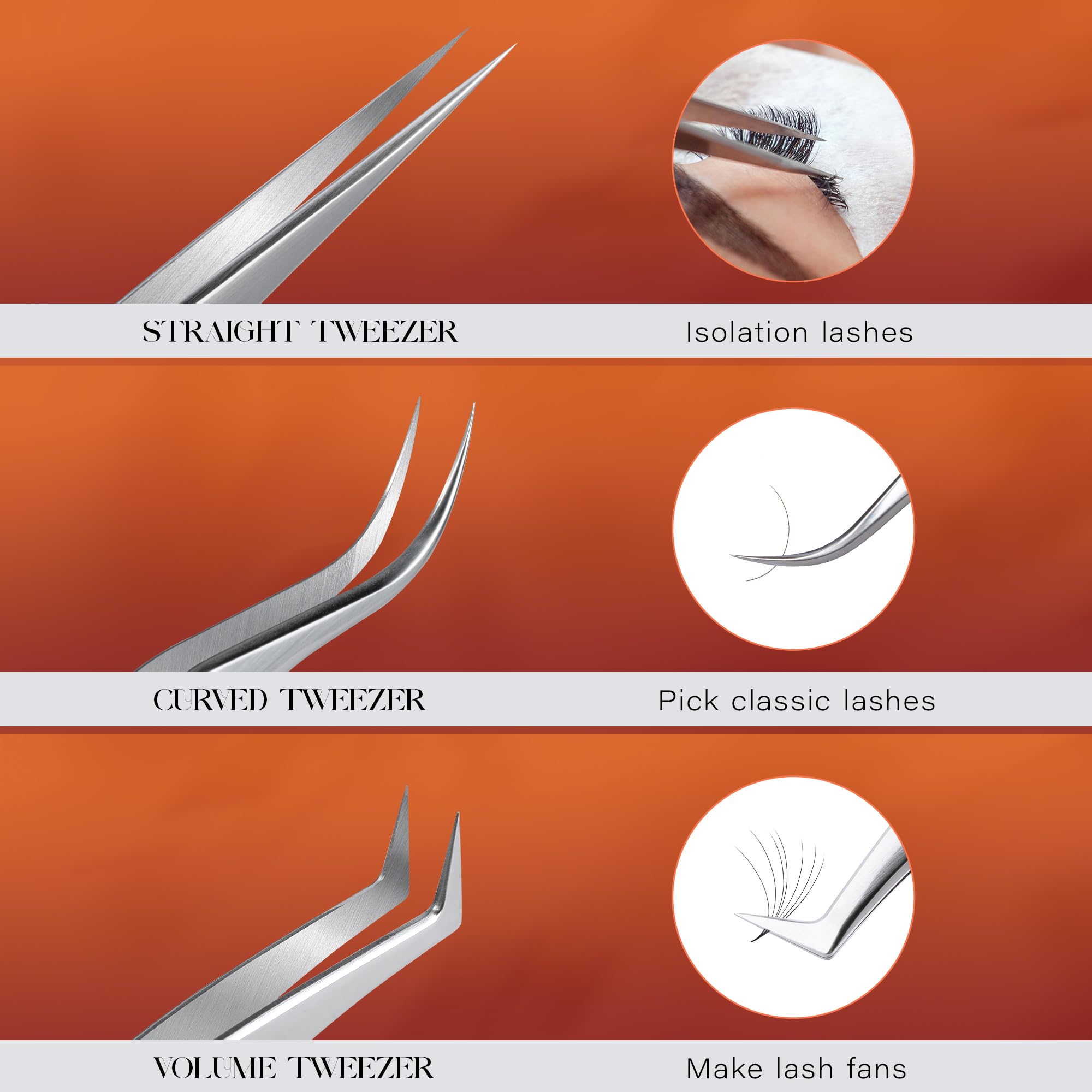 VYRILA Professional Eyelash Extension Tweezers - High Precision Stainless Steel Lash Tweezers for 2D-10D Volume Fan Making | Perfect for Lash Technicians & DIY Home Use | Salon-Grade Eyelash Extension Tools for Flawless Application