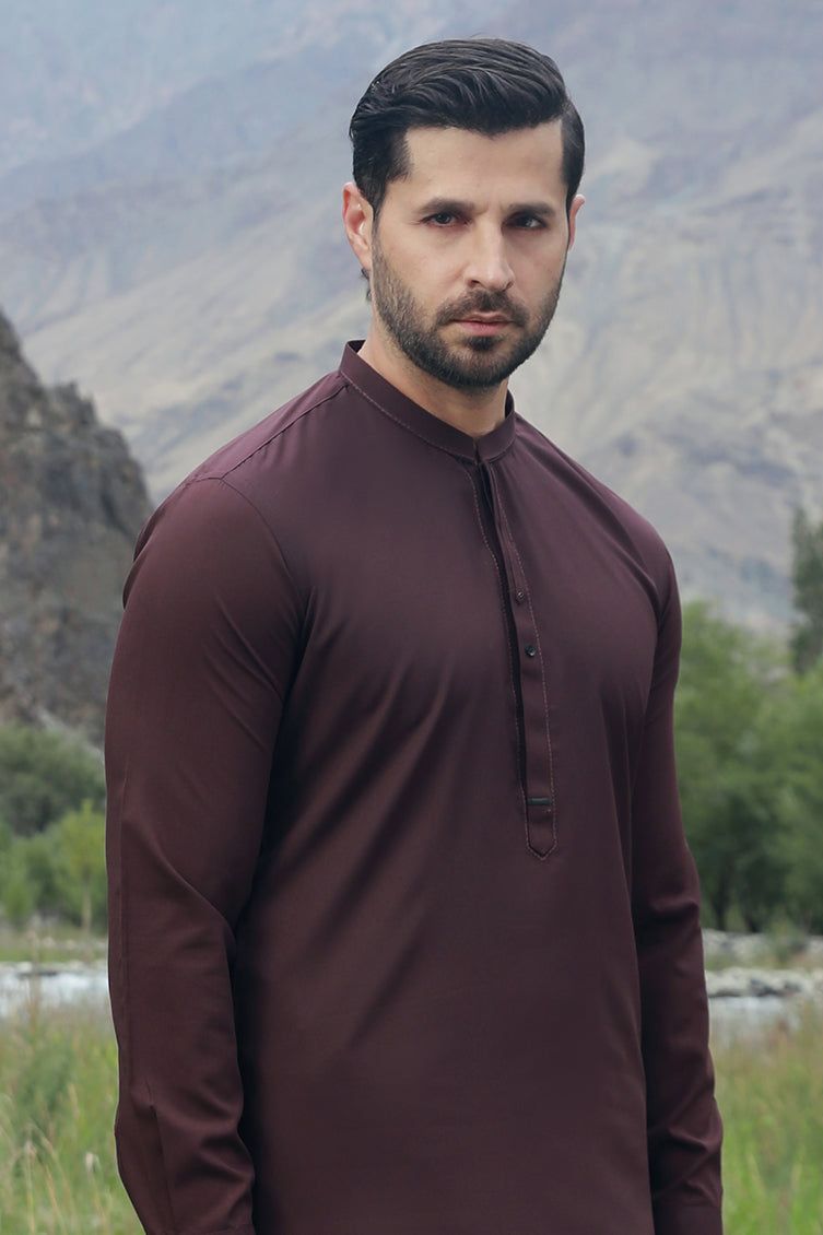 Elegant Blended Brown Shalwar Kameez by J. Junaid Jamshed - Premium Pakistani Traditional Outfit for Men - Perfect for Weddings, Eid & Special Occasions