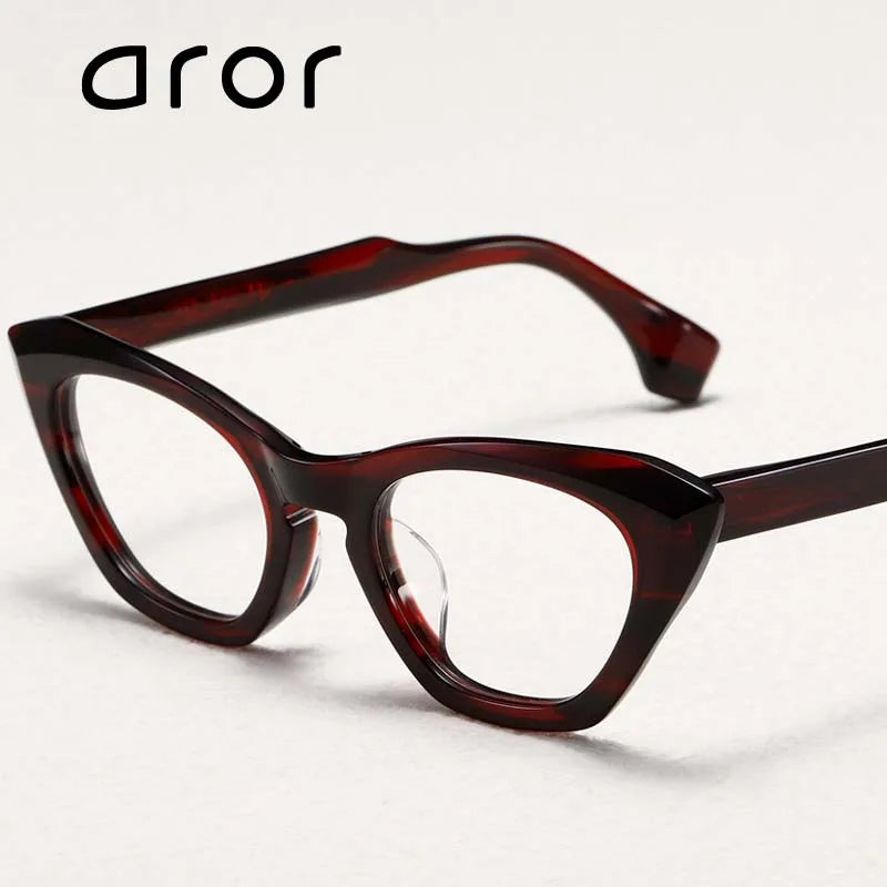 Stylish Unisex Oval Cat Eye Acetate Eyeglasses Frame 7318 - Trendy Full Rim Glasses for Women & Men, Perfect for Office, Reading & Fashion Accessories