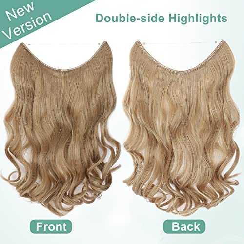Premium Curly Synthetic Invisible Wire Hair Extensions - Seamless Clip-In Extensions for Volume & Length - Perfect for Parties, Weddings & Everyday Styling