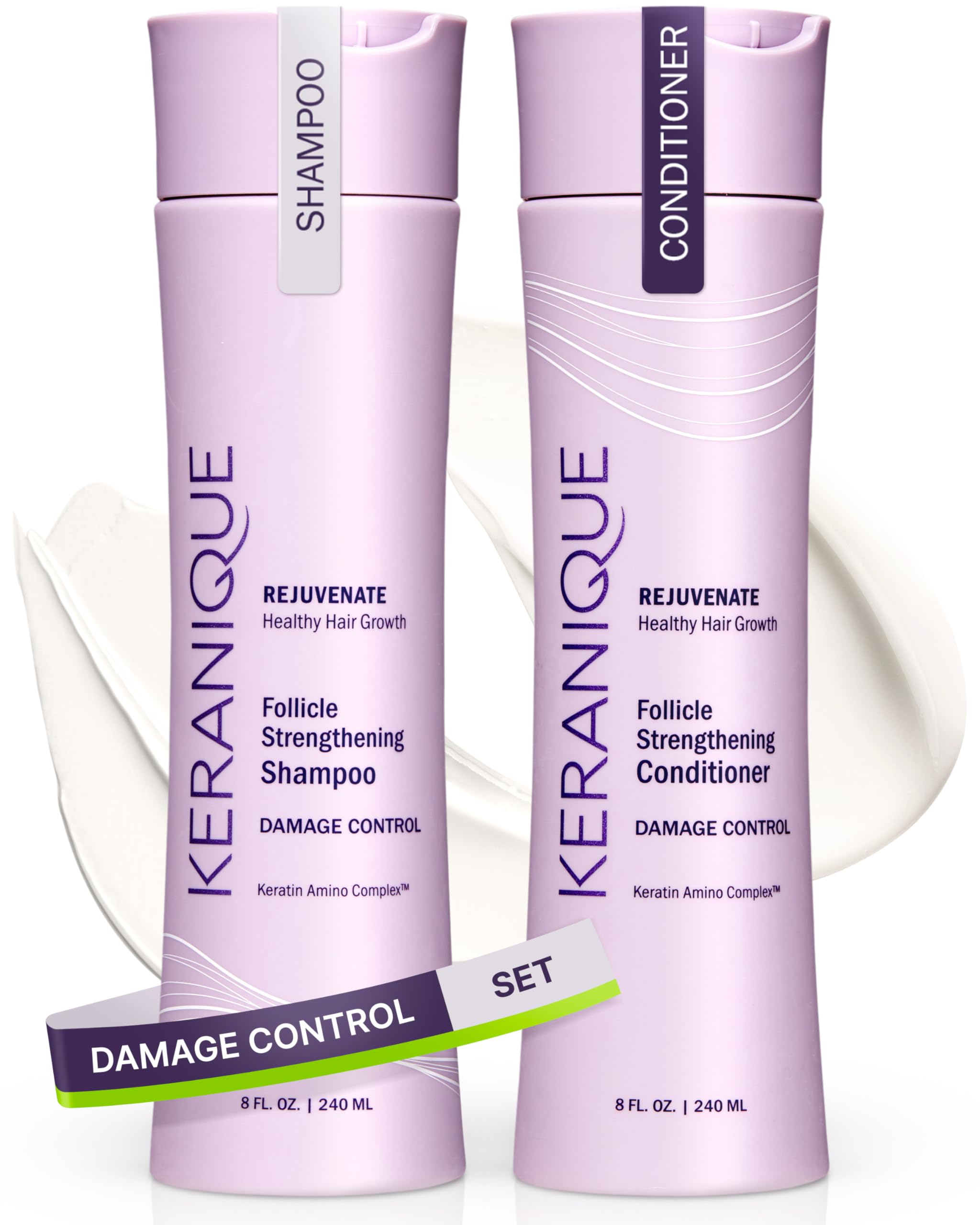 Keranique Hair Growth Supplements & Repair Shampoo Conditioner Set - Thickening & Volumizing Treatment for Thinning Hair | Perfect for Daily Hair Care Routine & Post-Chemo Recovery